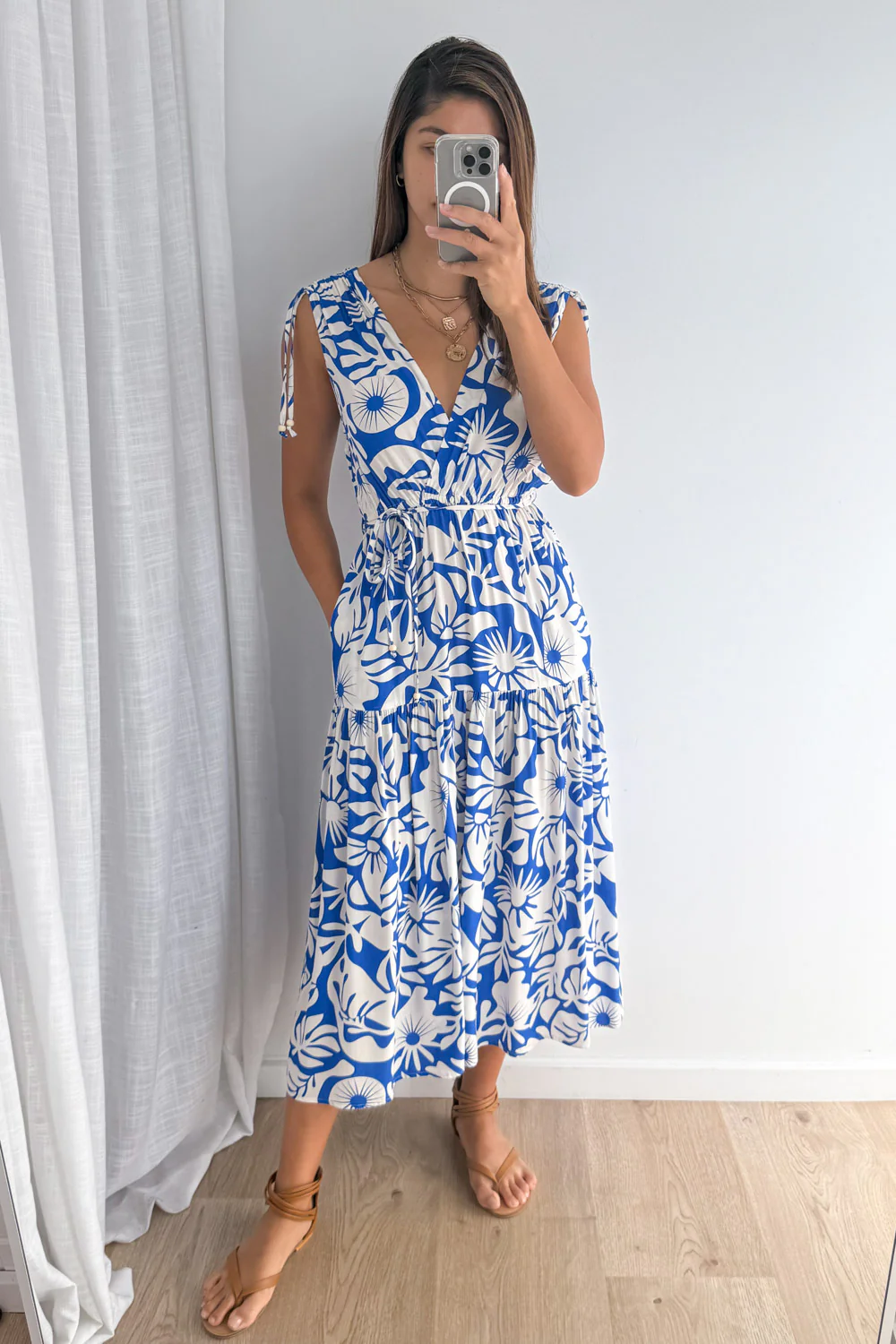Solenne Dress - Blue White - Image 5