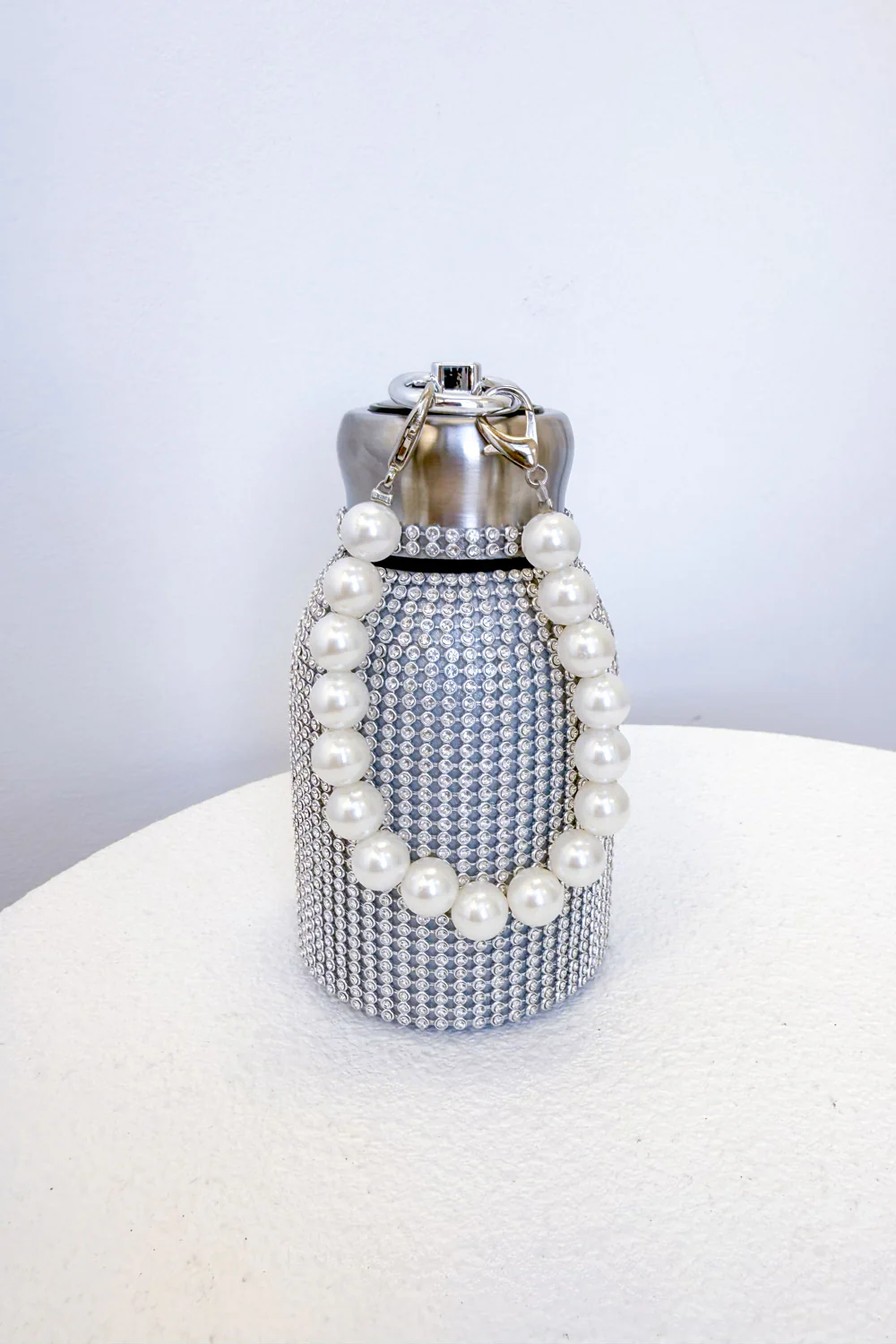 Sparkle & Sip Mini Drink Bottle - Silver Rhinestone - Image 2