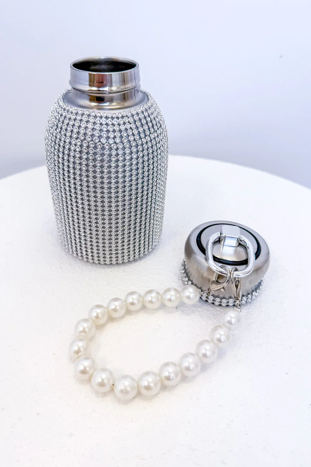 Sparkle & Sip Mini Drink Bottle - Silver Rhinestone - Image 4