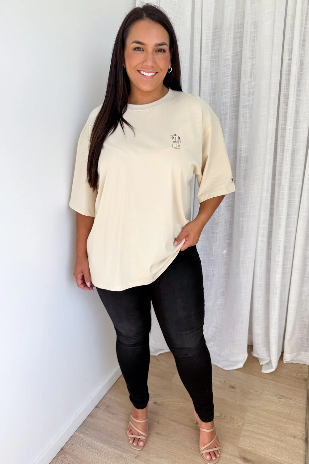 Sponsored By Coffee Oversized Tee - Beige - Image 11