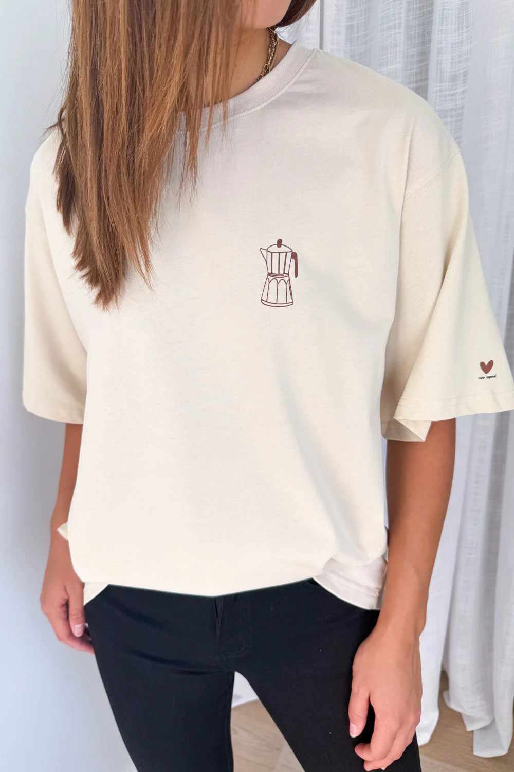 Sponsored By Coffee Oversized Tee - Beige - Image 2