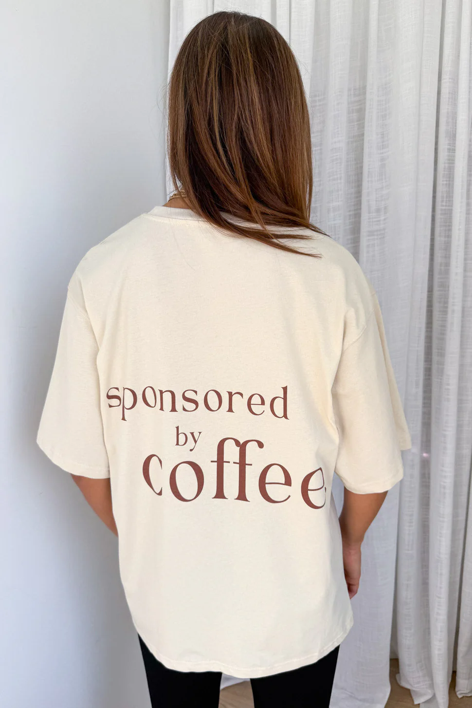 Sponsored By Coffee Oversized Tee - Beige - Image 3