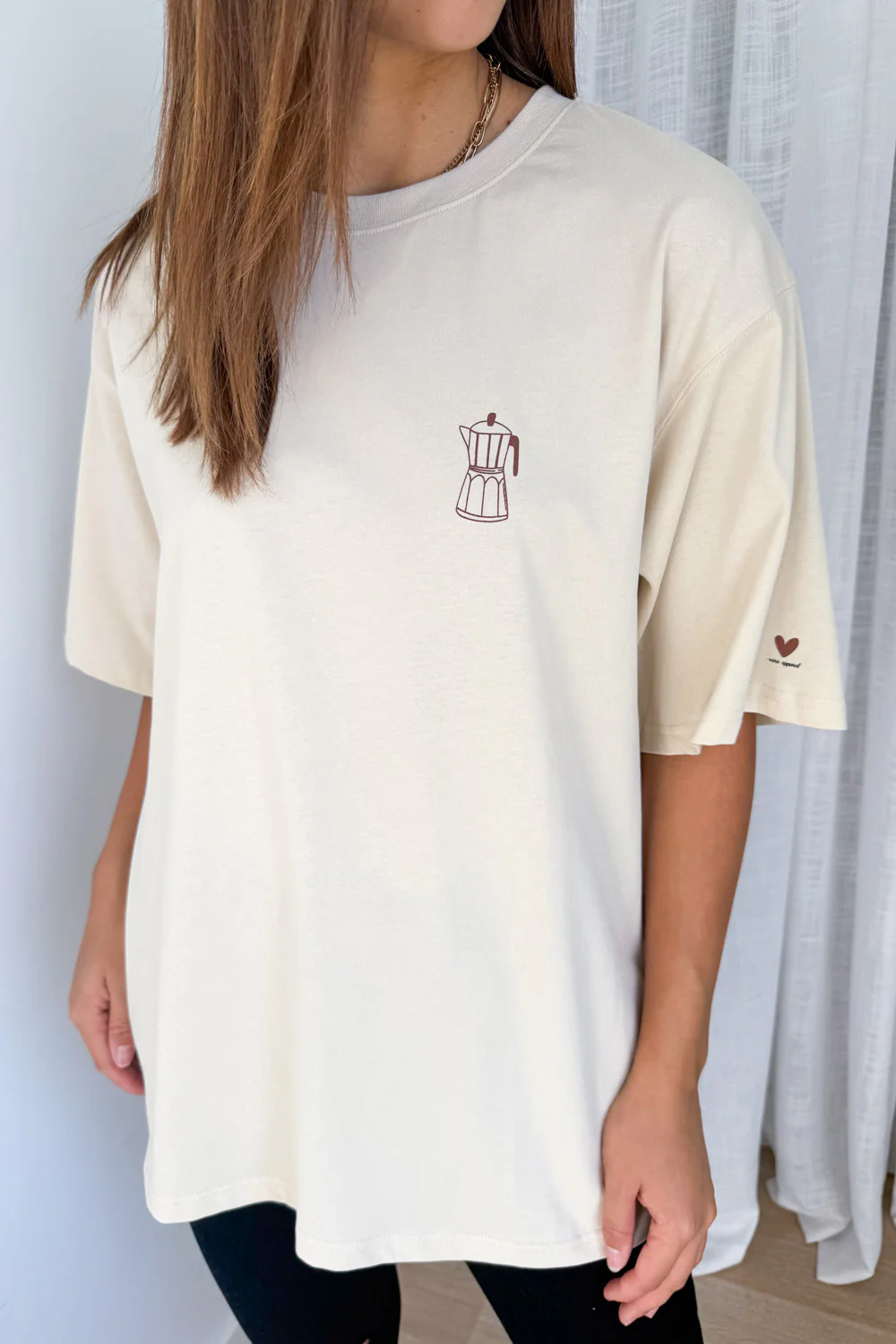 Sponsored By Coffee Oversized Tee - Beige - Image 4