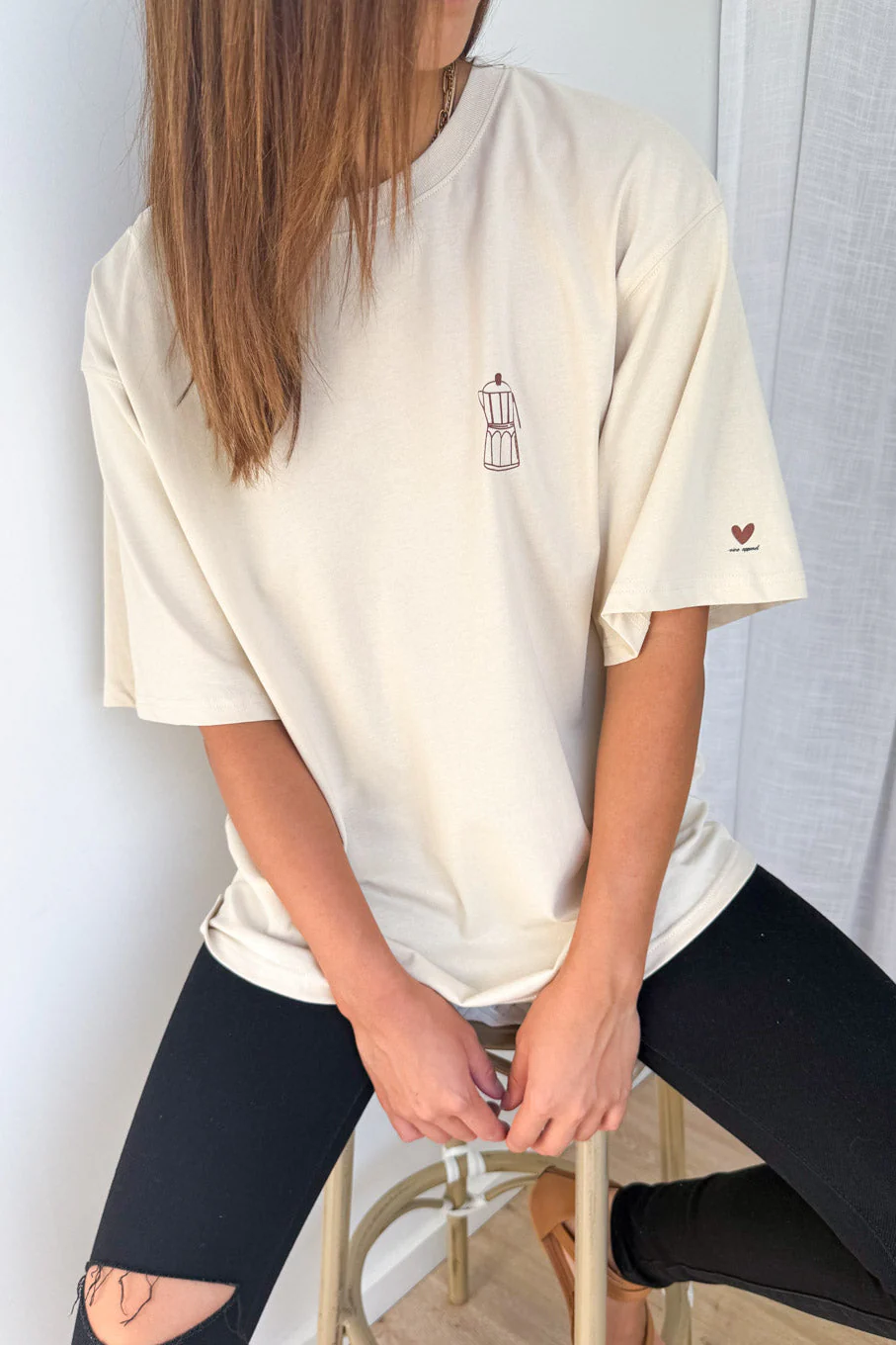 Sponsored By Coffee Oversized Tee - Beige - Image 5