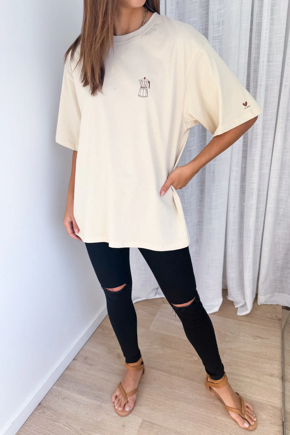 Sponsored By Coffee Oversized Tee - Beige - Image 6