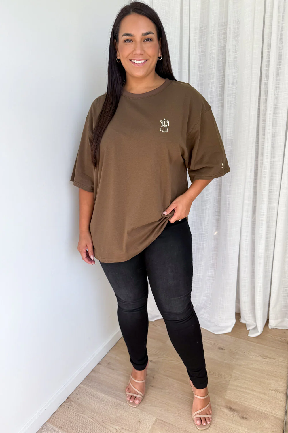 Sponsored By Coffee Oversized Tee - Chocolate - Image 11