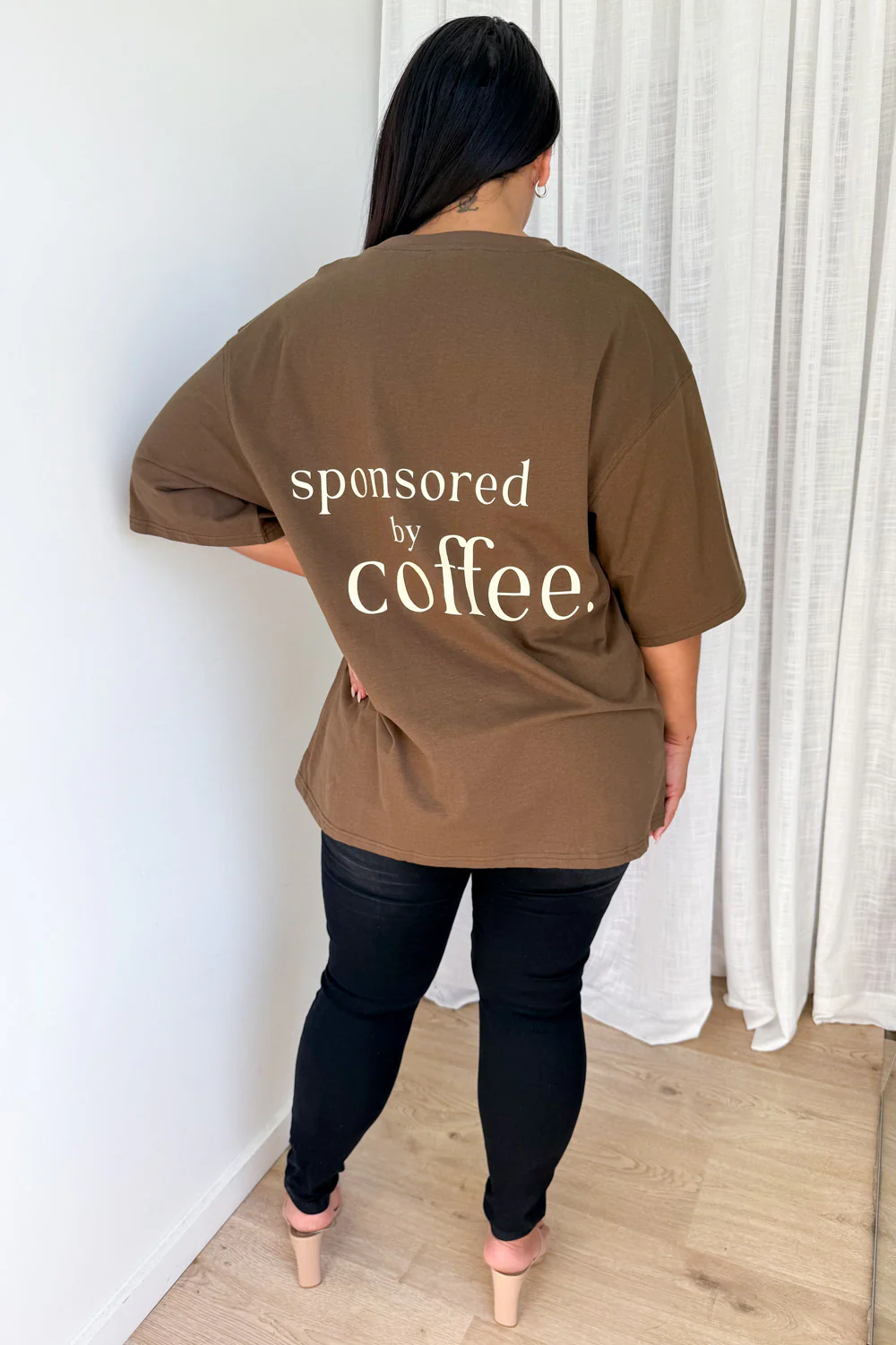 Sponsored By Coffee Oversized Tee - Chocolate - Image 13