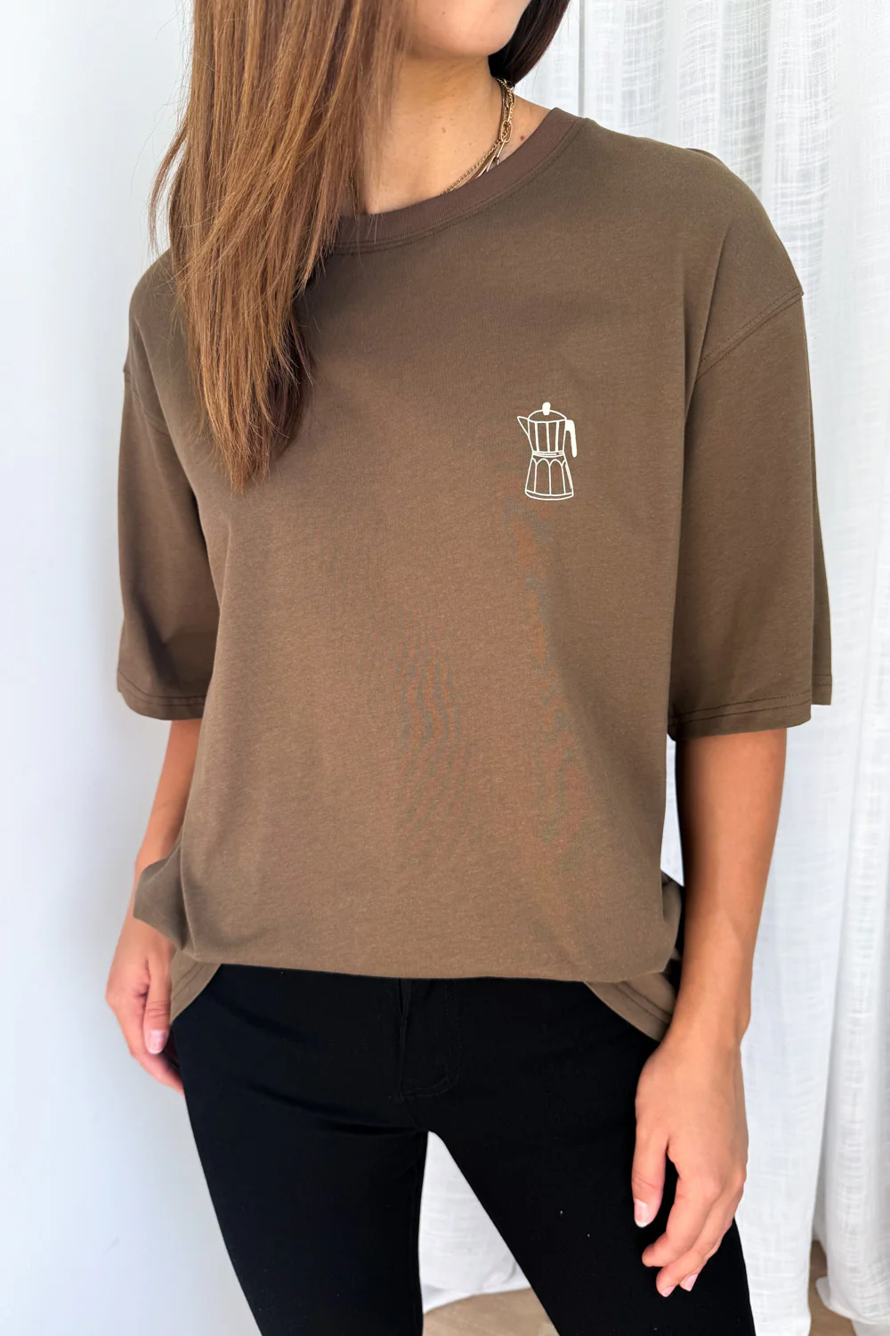 Sponsored By Coffee Oversized Tee - Chocolate - Image 2