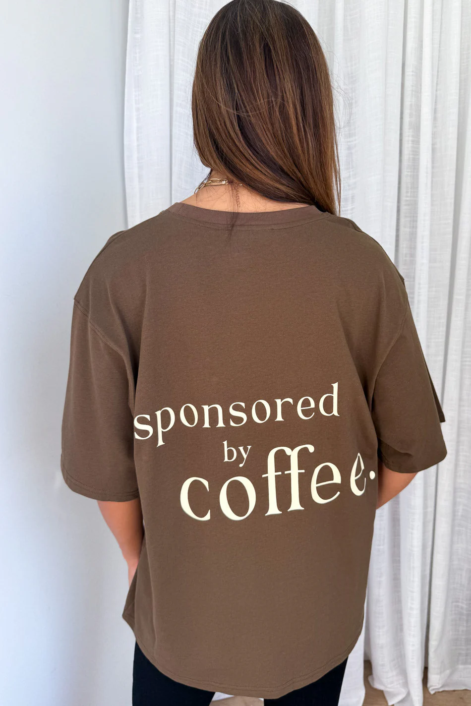 Sponsored By Coffee Oversized Tee - Chocolate - Image 3