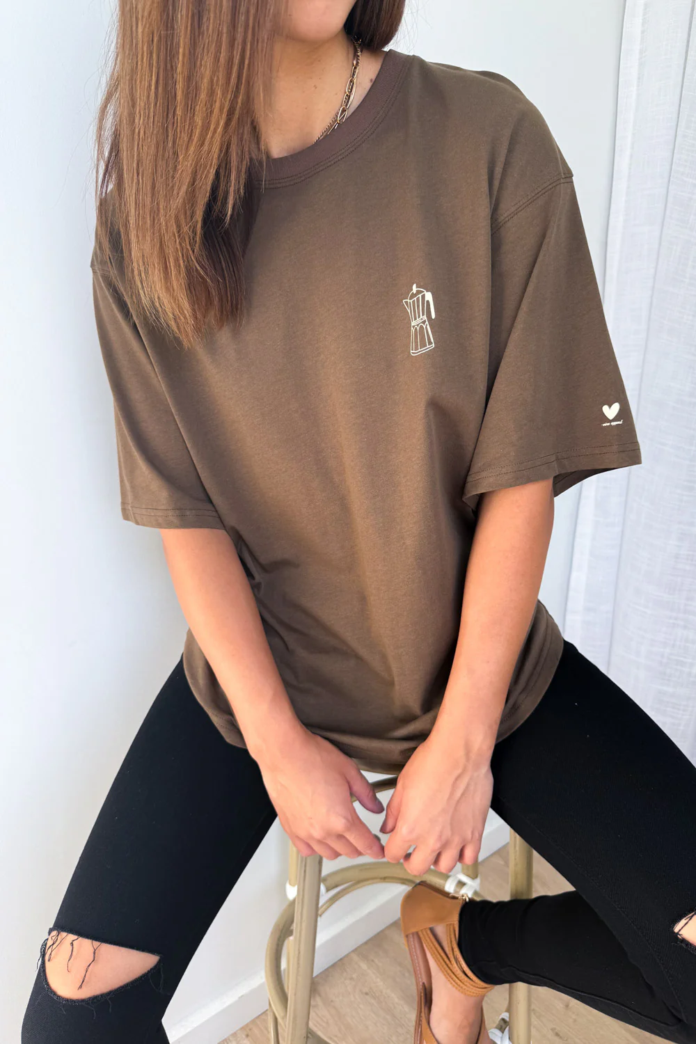 Sponsored By Coffee Oversized Tee - Chocolate - Image 4