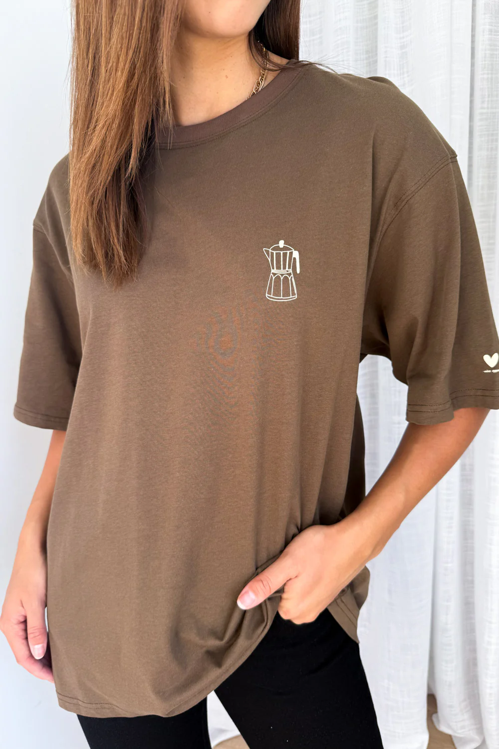 Sponsored By Coffee Oversized Tee - Chocolate - Image 5