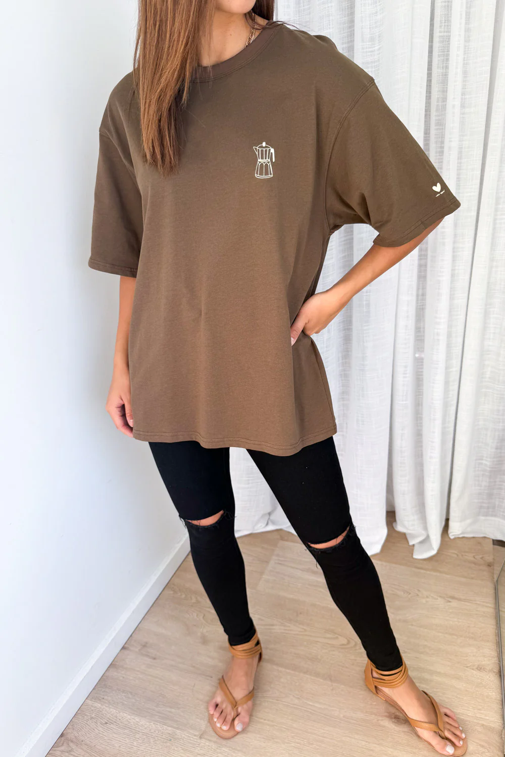 Sponsored By Coffee Oversized Tee - Chocolate - Image 6