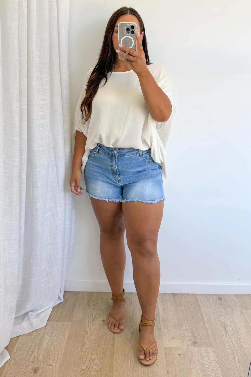 Tabby Denim Shorts - Light Denim - Image 11