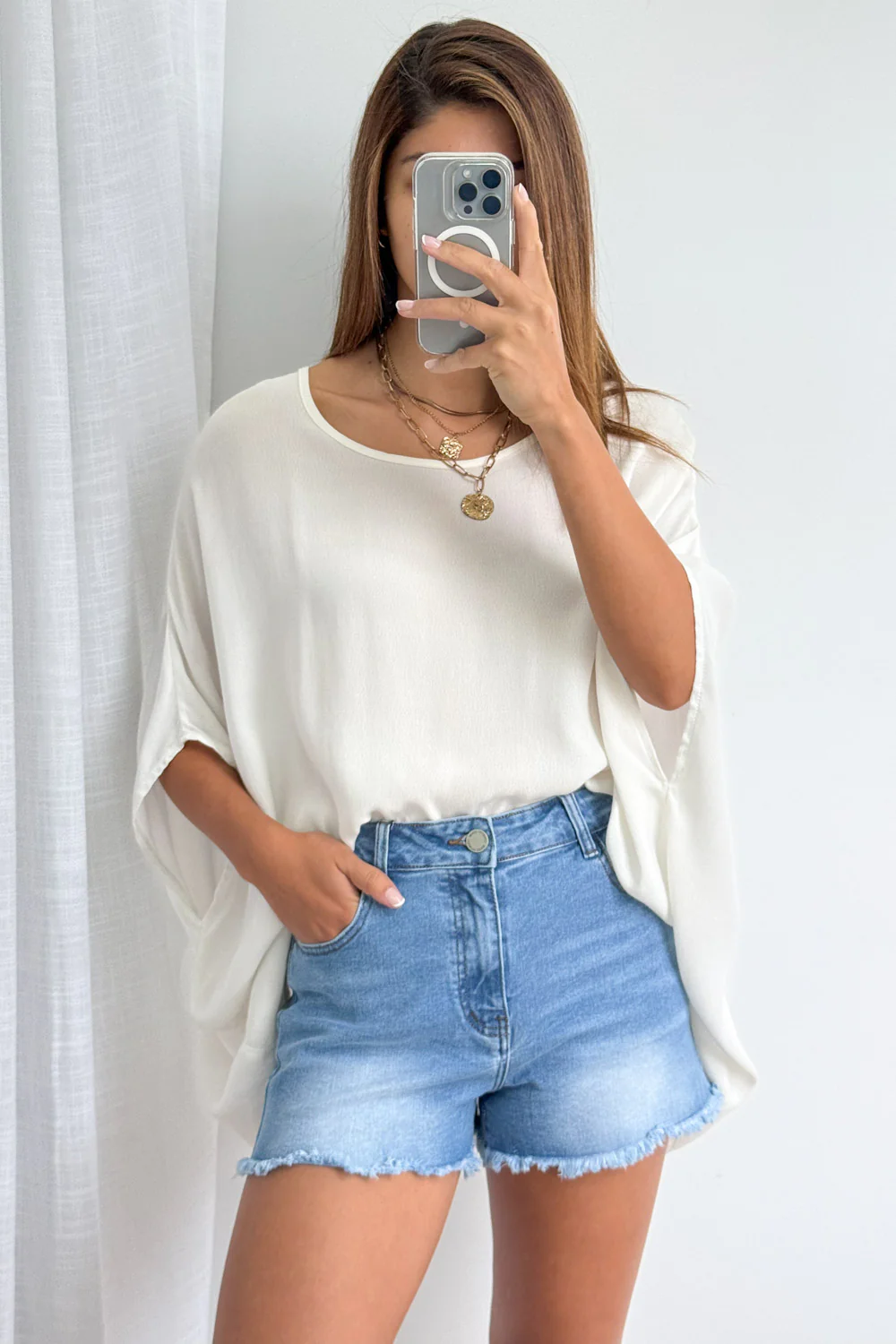 Tabby Denim Shorts - Light Denim - Image 7