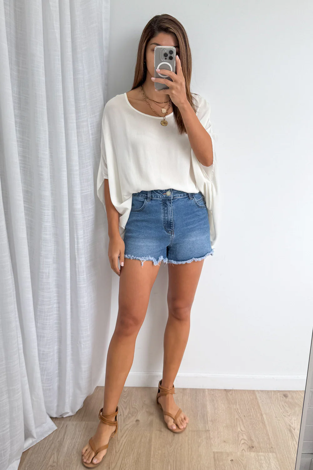 Tabby Denim Shorts - Mid Denim - Image 8