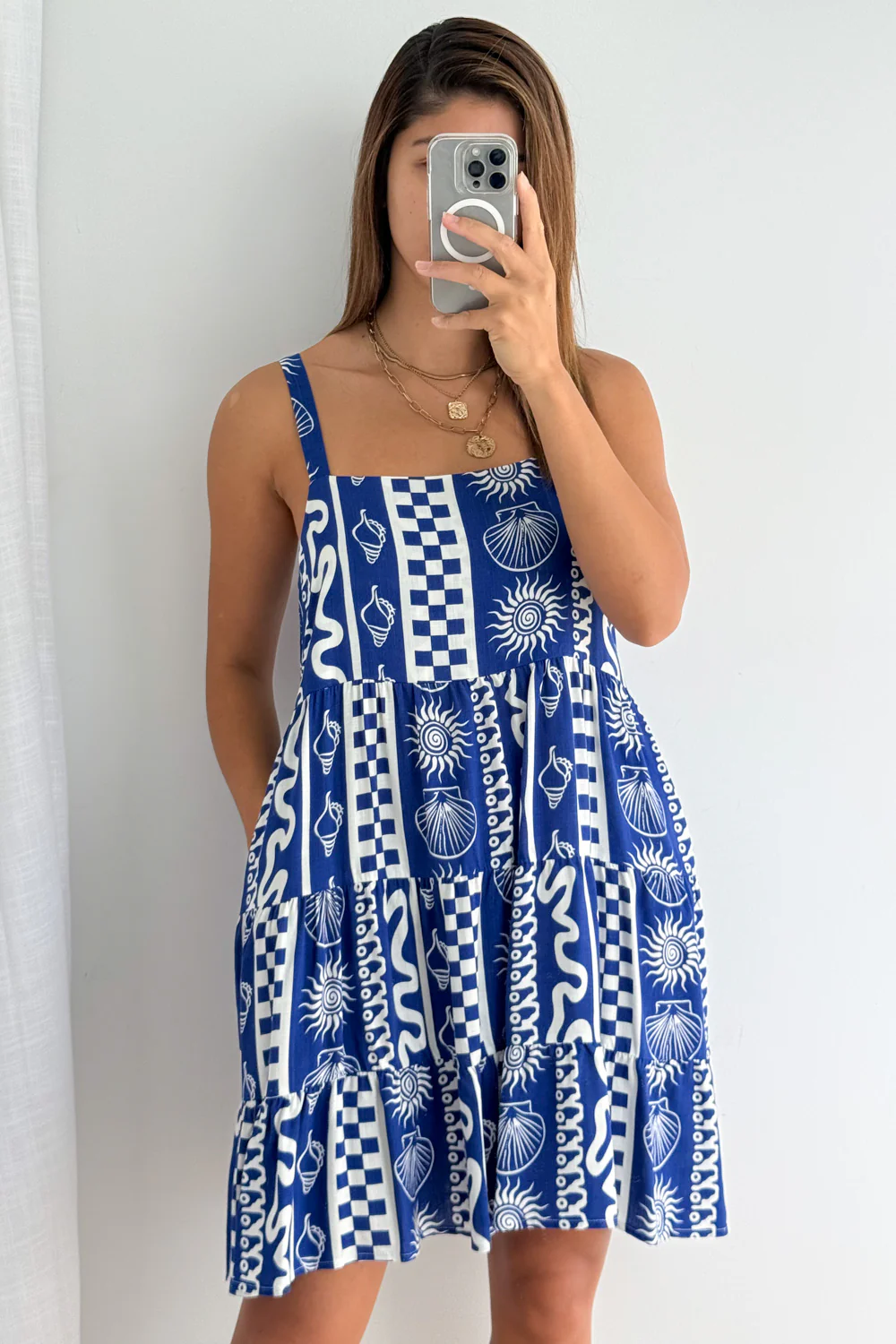 Tansy Dress - Blue White Print - Image 2