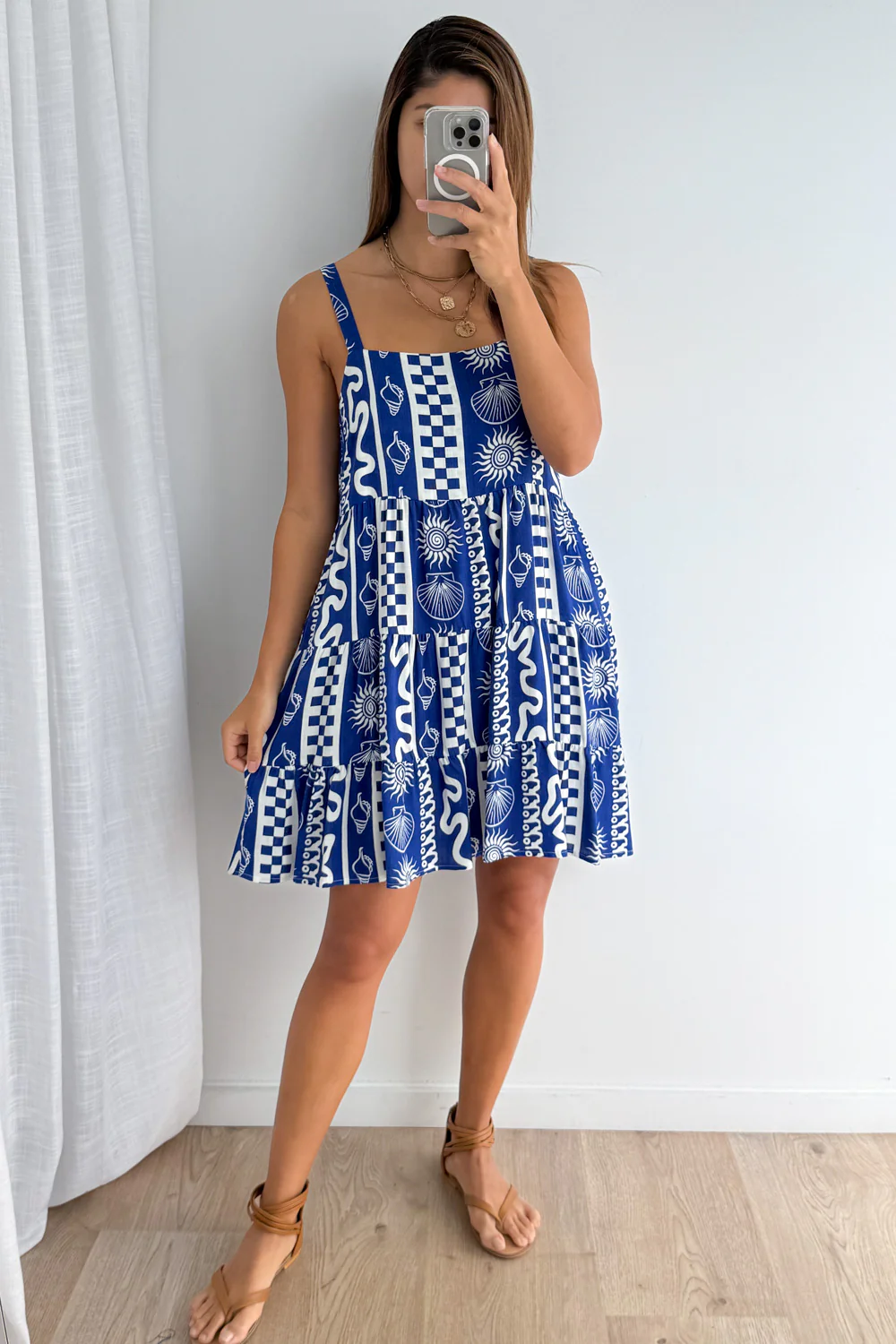 Tansy Dress - Blue White Print - Image 8