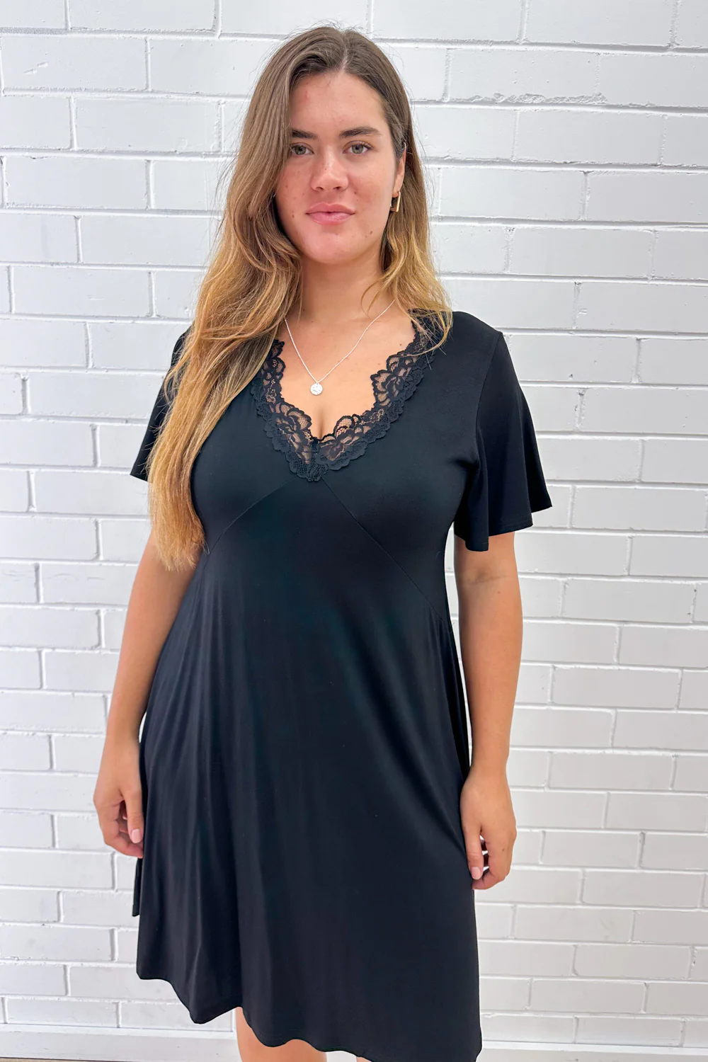 The Comfiest Lace Trim Nightie - Black - Image 10
