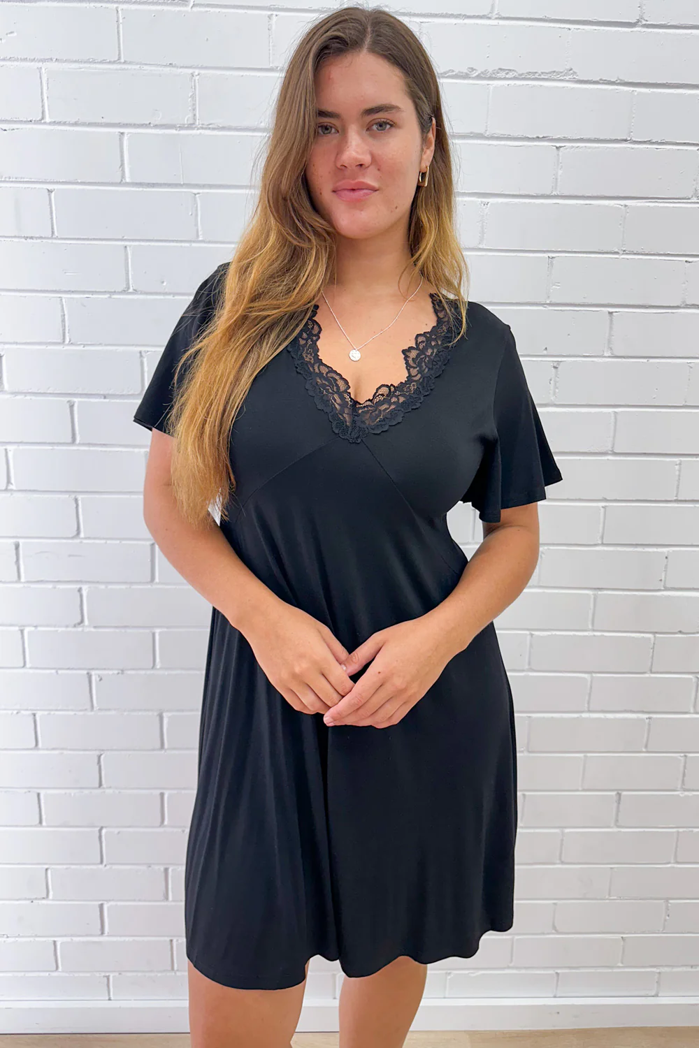 The Comfiest Lace Trim Nightie - Black - Image 11