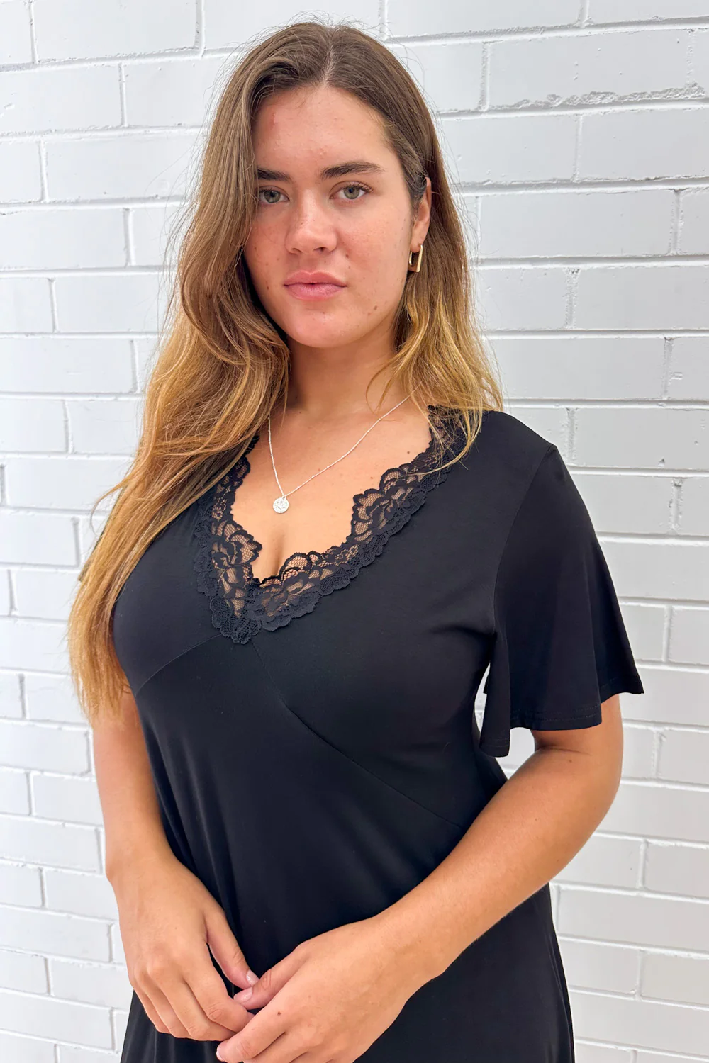 The Comfiest Lace Trim Nightie - Black - Image 12
