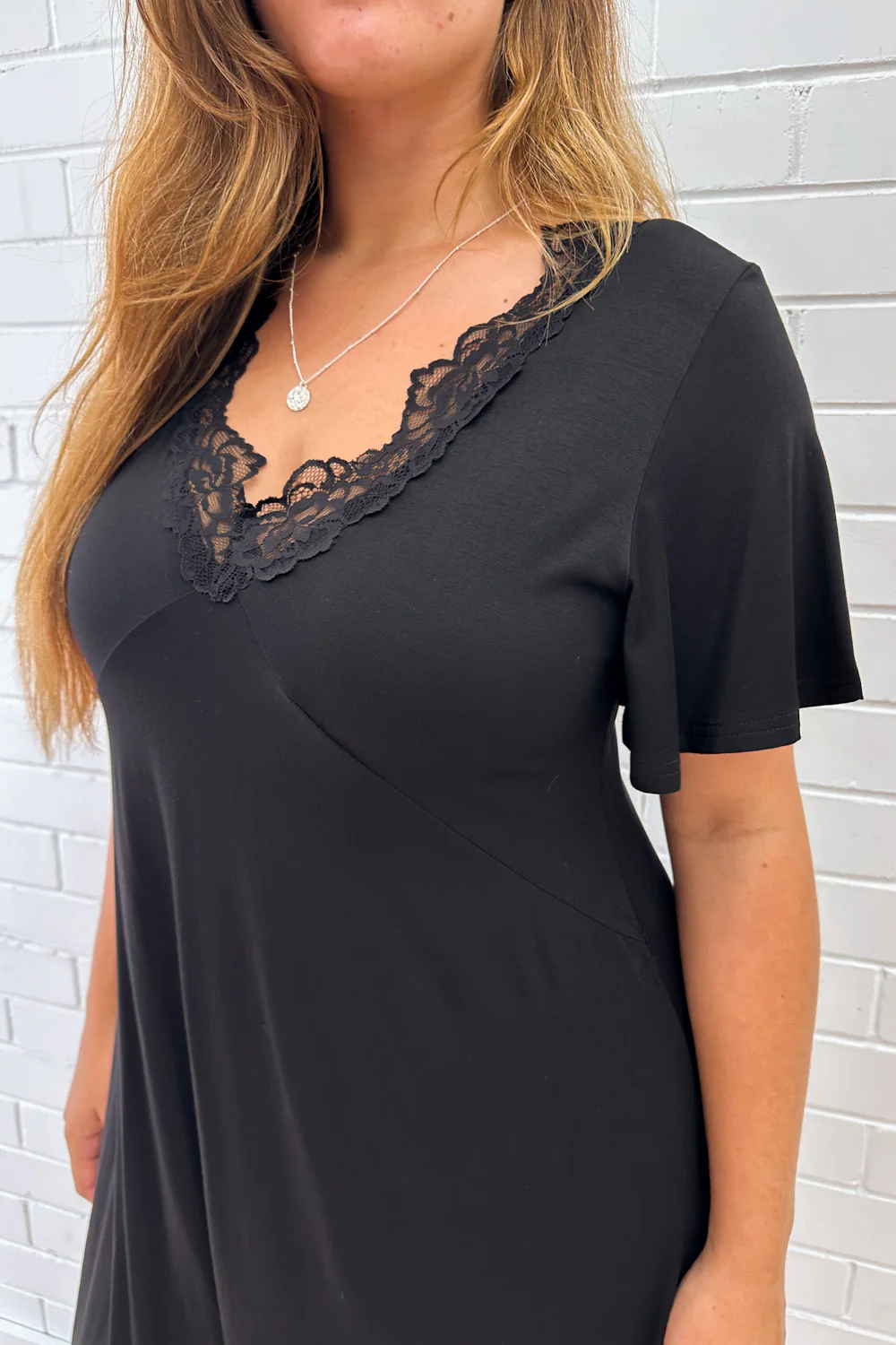 The Comfiest Lace Trim Nightie - Black - Image 13