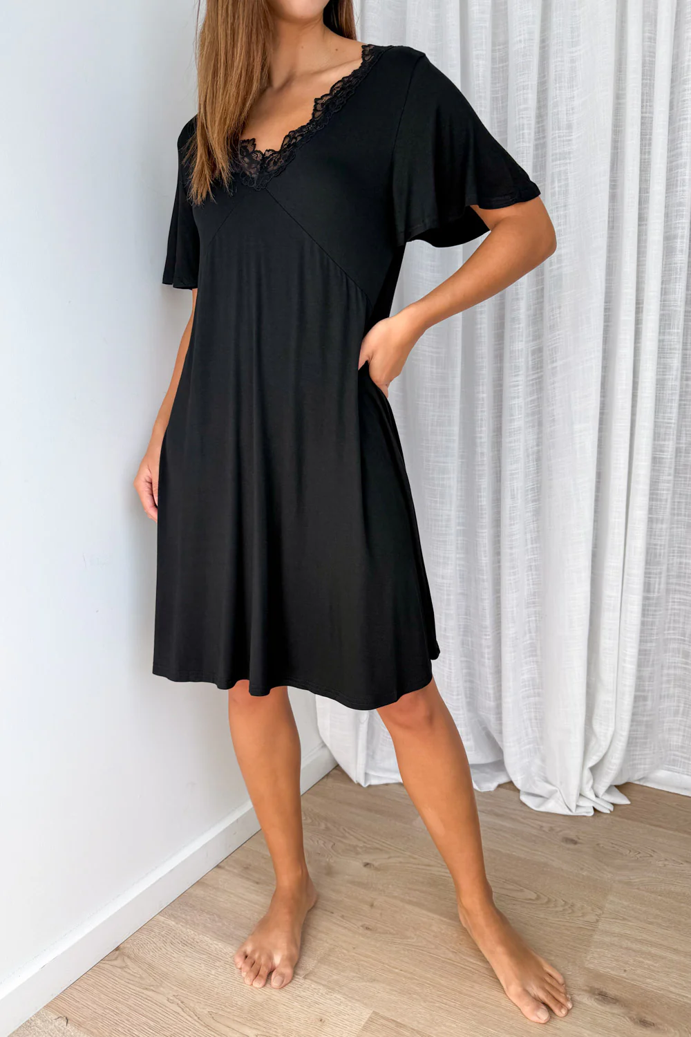 The Comfiest Lace Trim Nightie - Black - Image 2