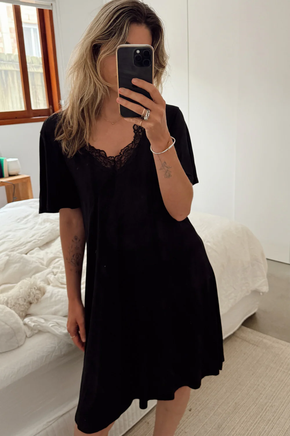 The Comfiest Lace Trim Nightie - Black - Image 3