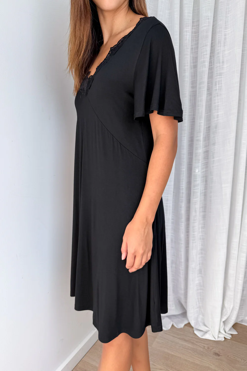 The Comfiest Lace Trim Nightie - Black - Image 4