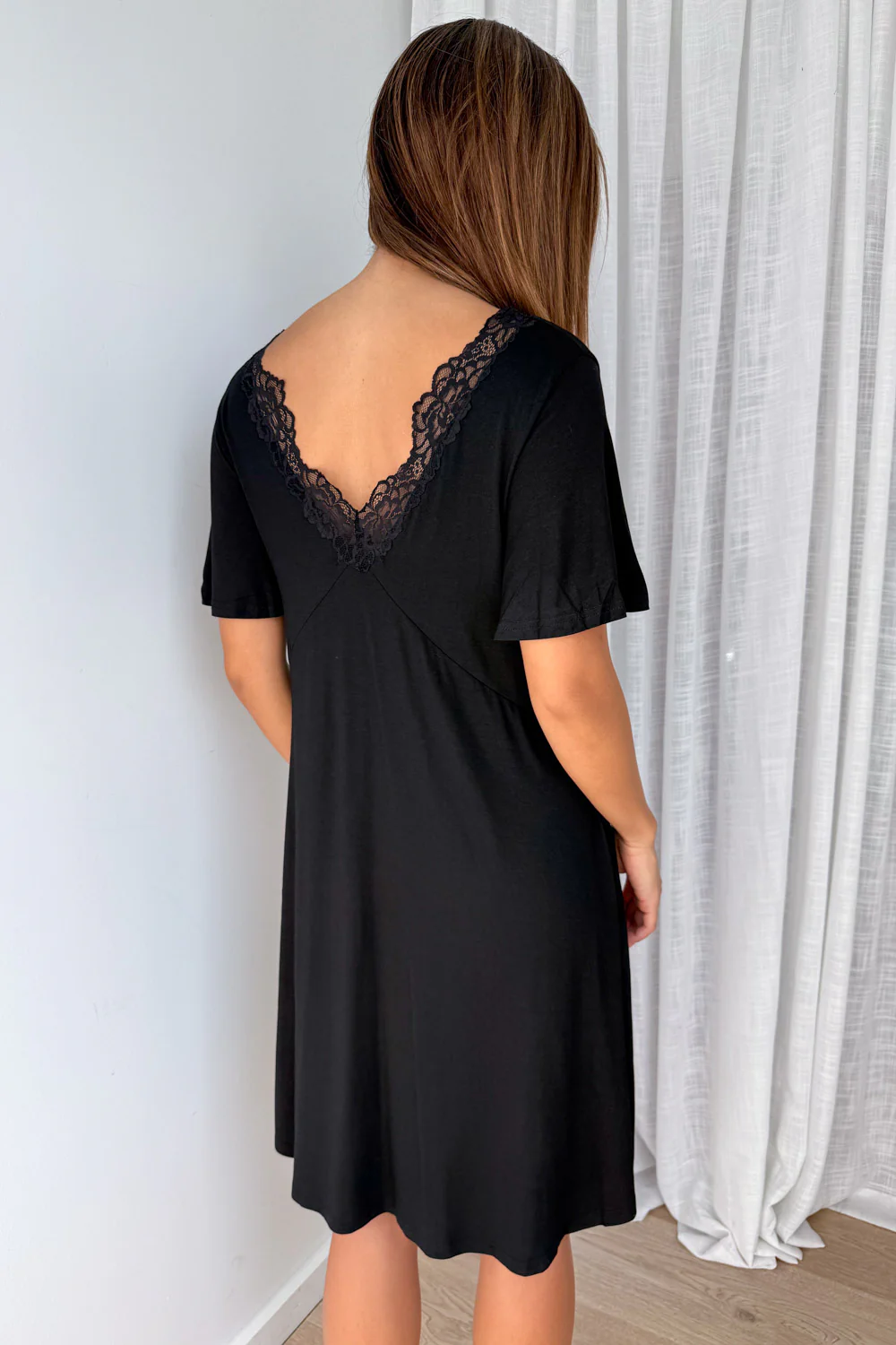 The Comfiest Lace Trim Nightie - Black - Image 6
