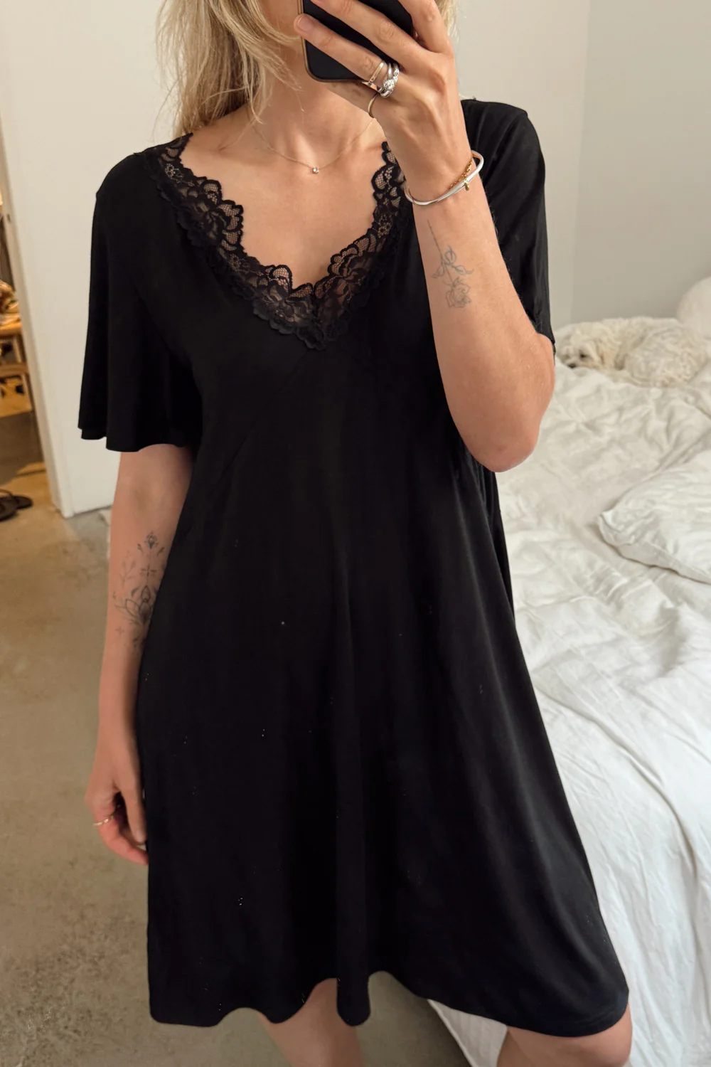 The Comfiest Lace Trim Nightie - Black - Image 7