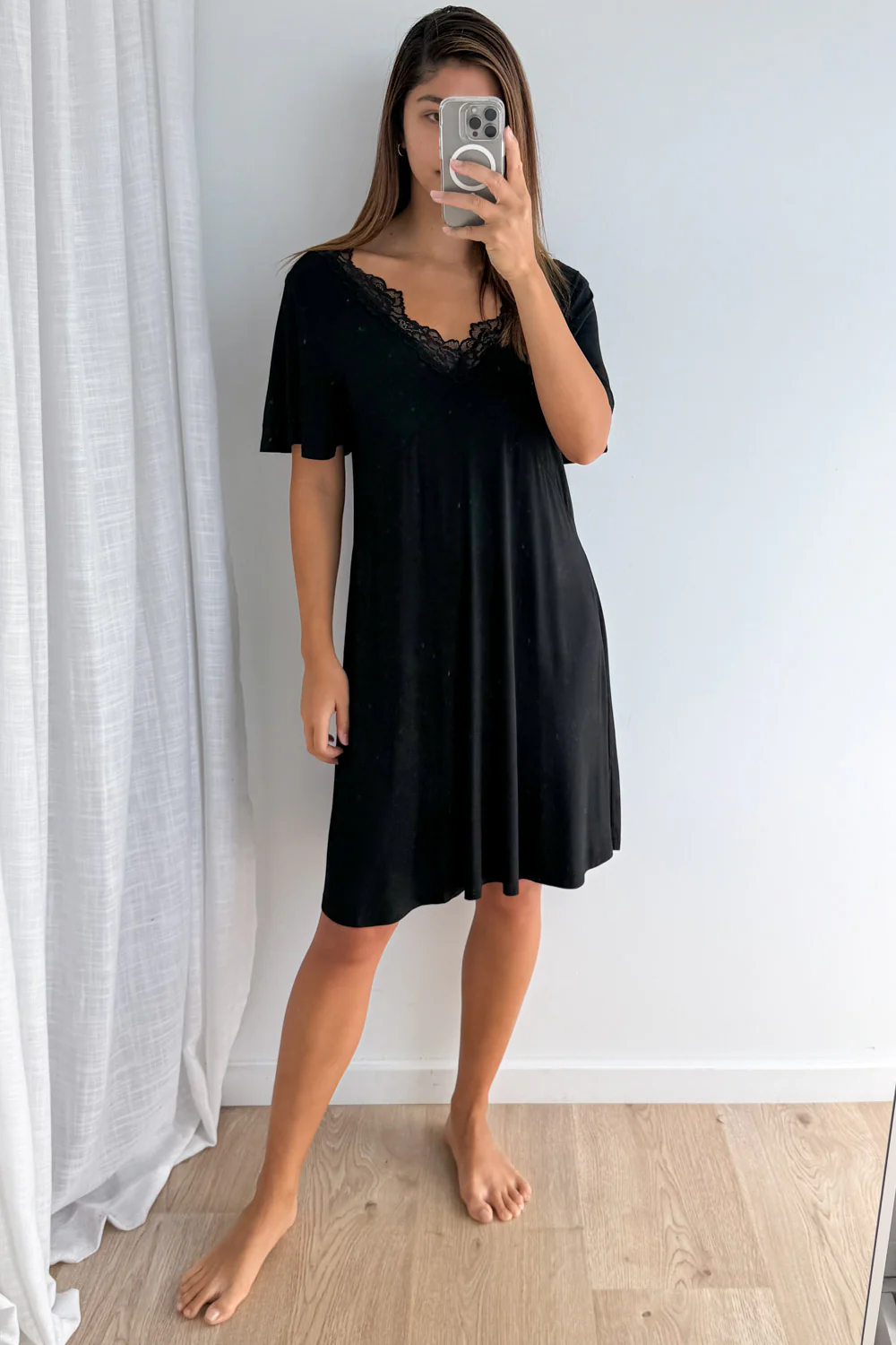 The Comfiest Lace Trim Nightie - Black - Image 8