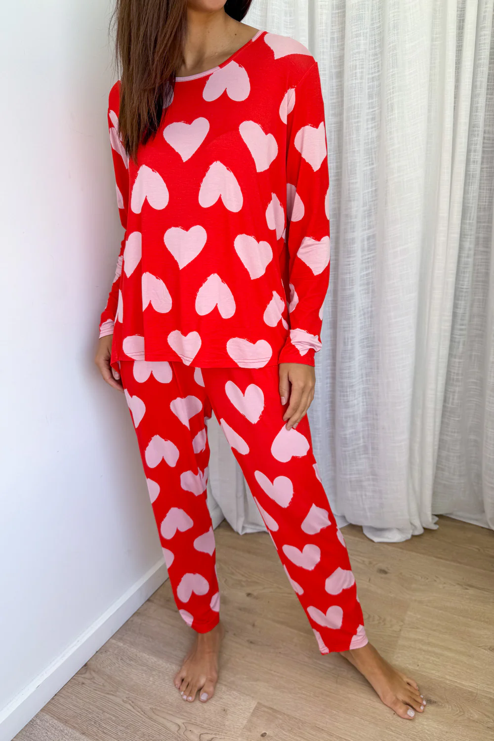 The Comfiest PJs Long Sleeve Tee & Pants Set - Pink Hearts - Image 2