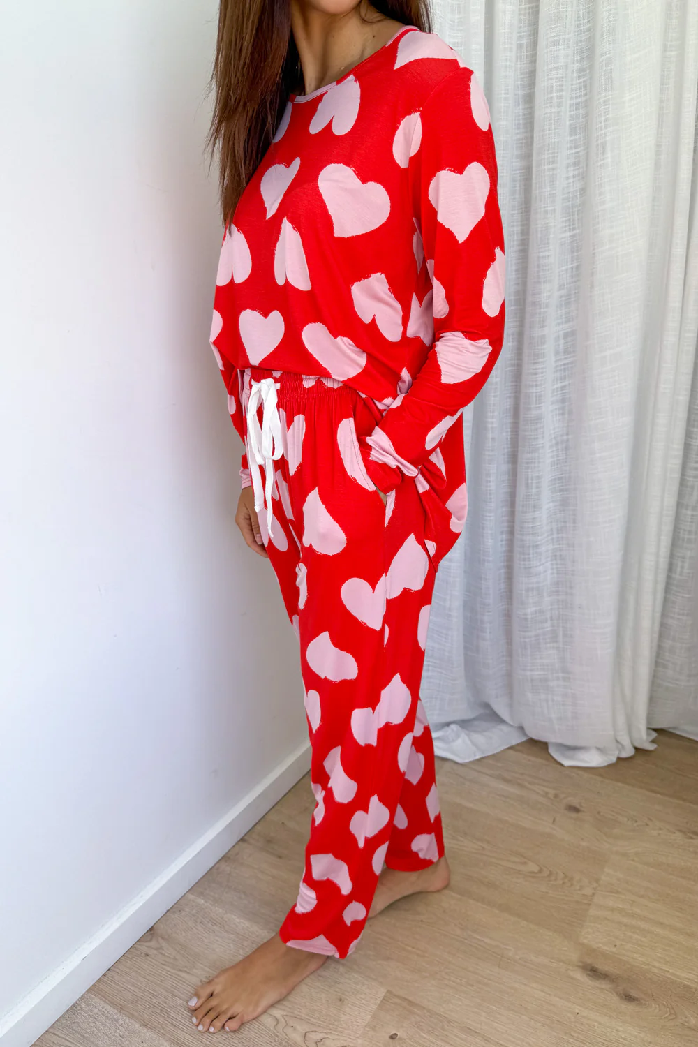 The Comfiest PJs Long Sleeve Tee & Pants Set - Pink Hearts - Image 3