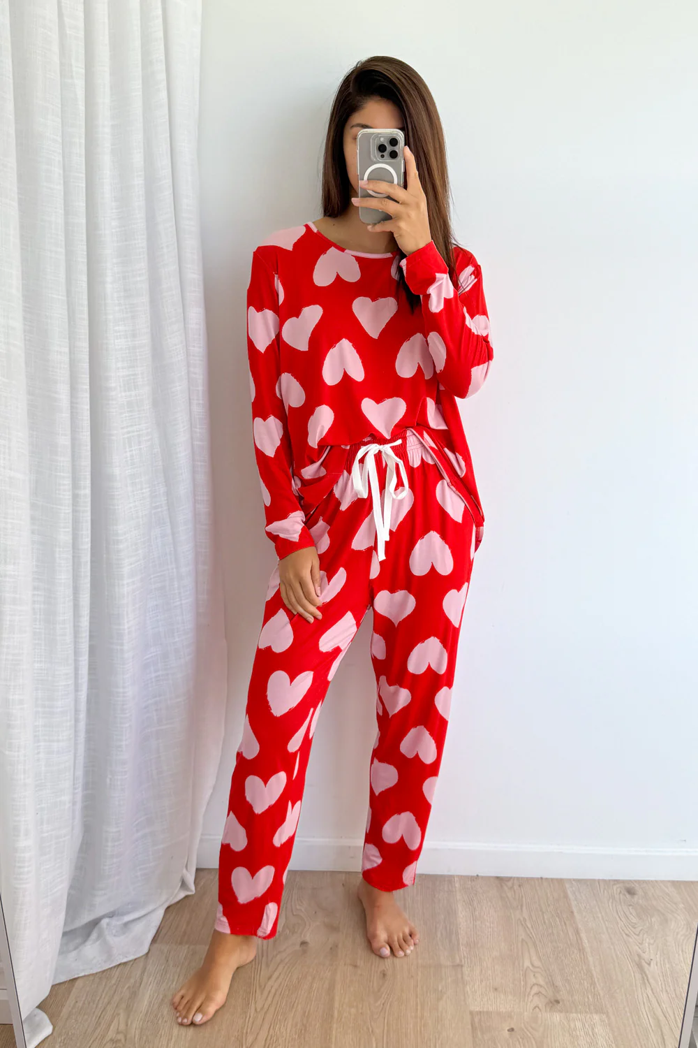 The Comfiest PJs Long Sleeve Tee & Pants Set - Pink Hearts - Image 6