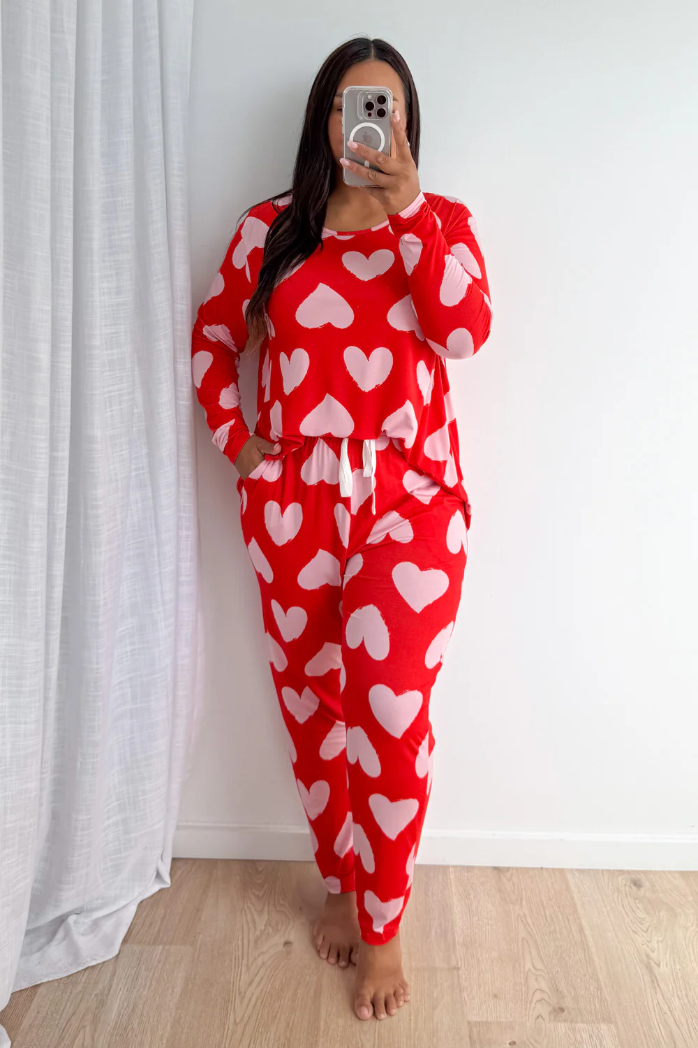 The Comfiest PJs Long Sleeve Tee & Pants Set - Pink Hearts - Image 7