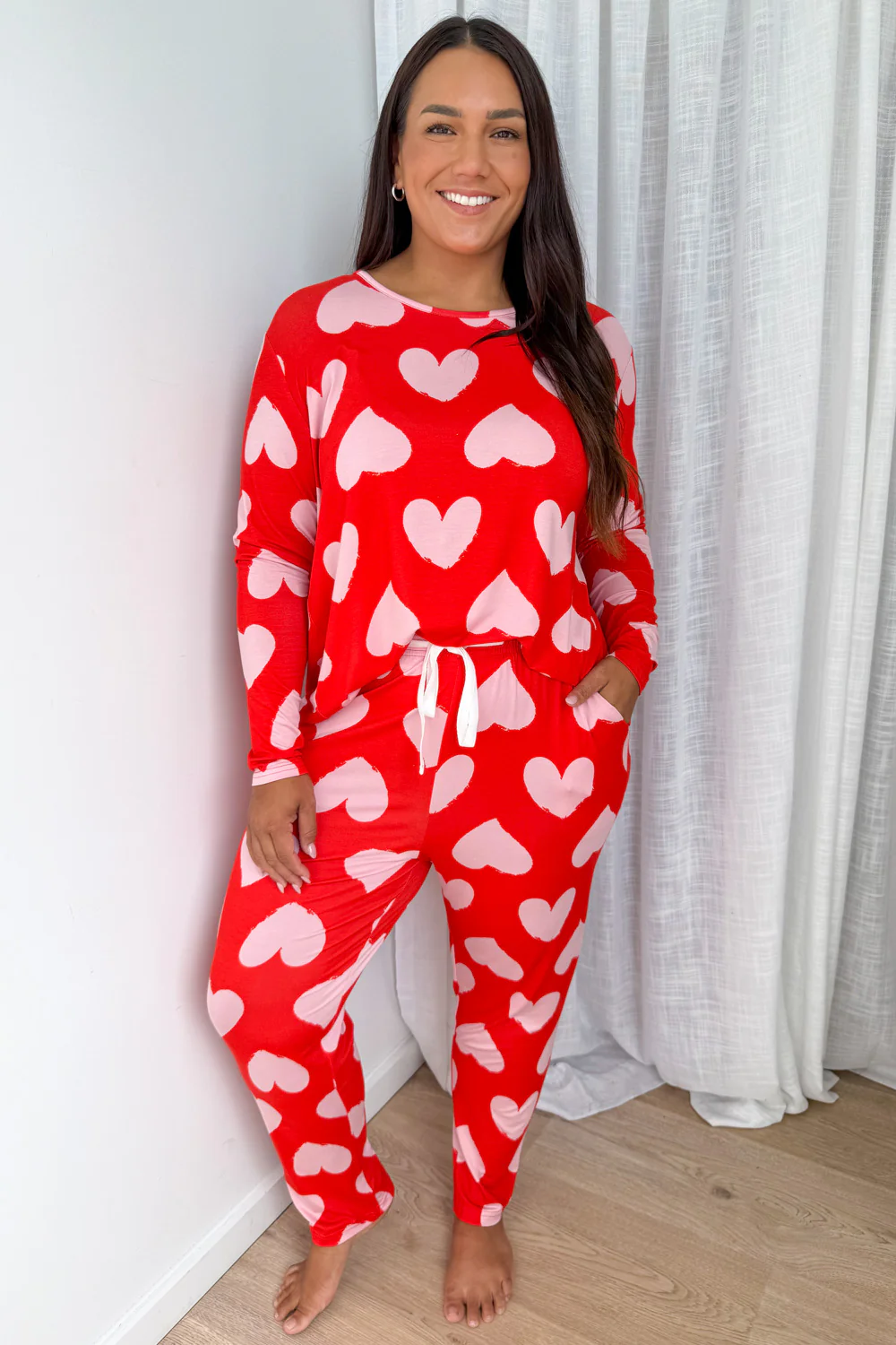The Comfiest PJs Long Sleeve Tee & Pants Set - Pink Hearts - Image 8