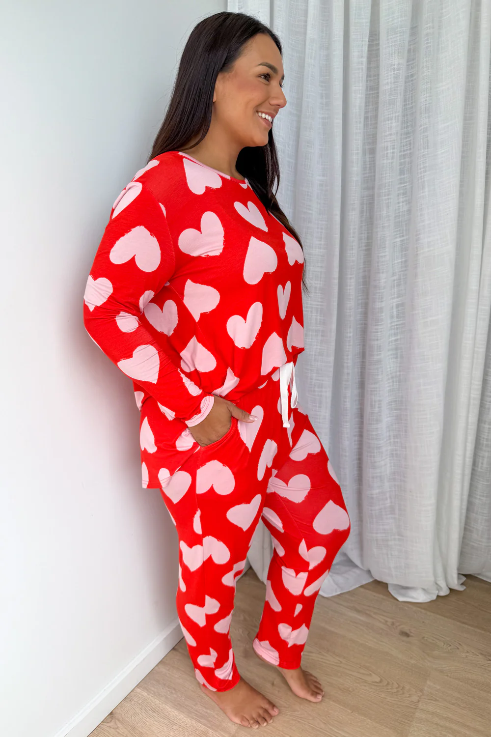 The Comfiest PJs Long Sleeve Tee & Pants Set - Pink Hearts - Image 9
