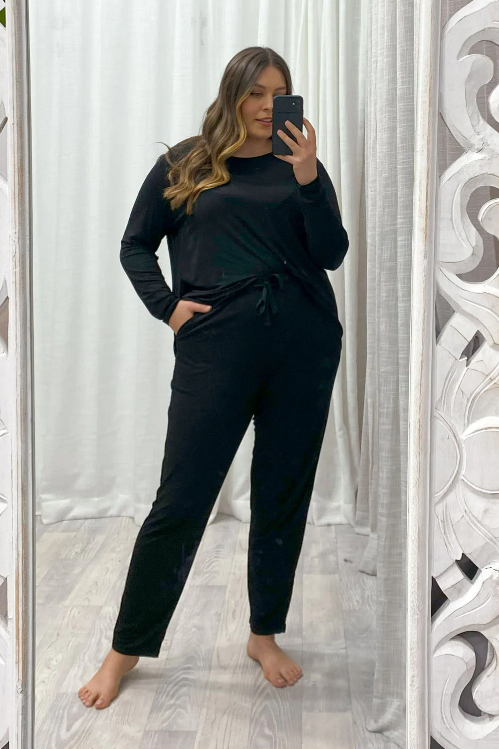 The Comfiest PJs Long Sleeved Tee & Pants Set - Black - Image 10