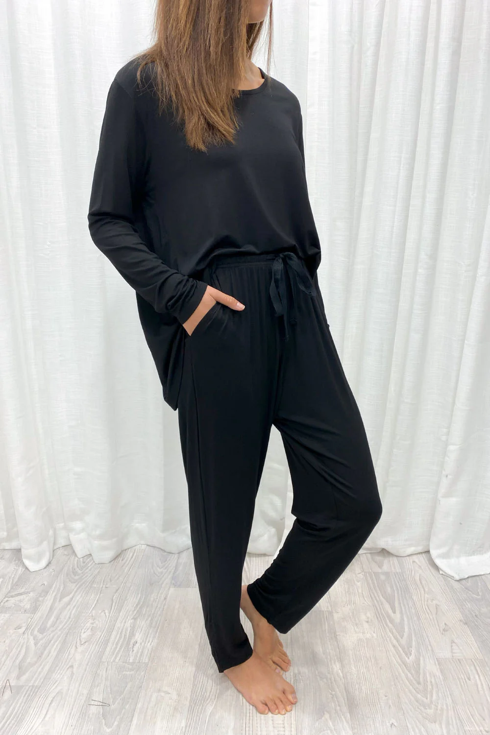 The Comfiest PJs Long Sleeved Tee & Pants Set - Black - Image 5