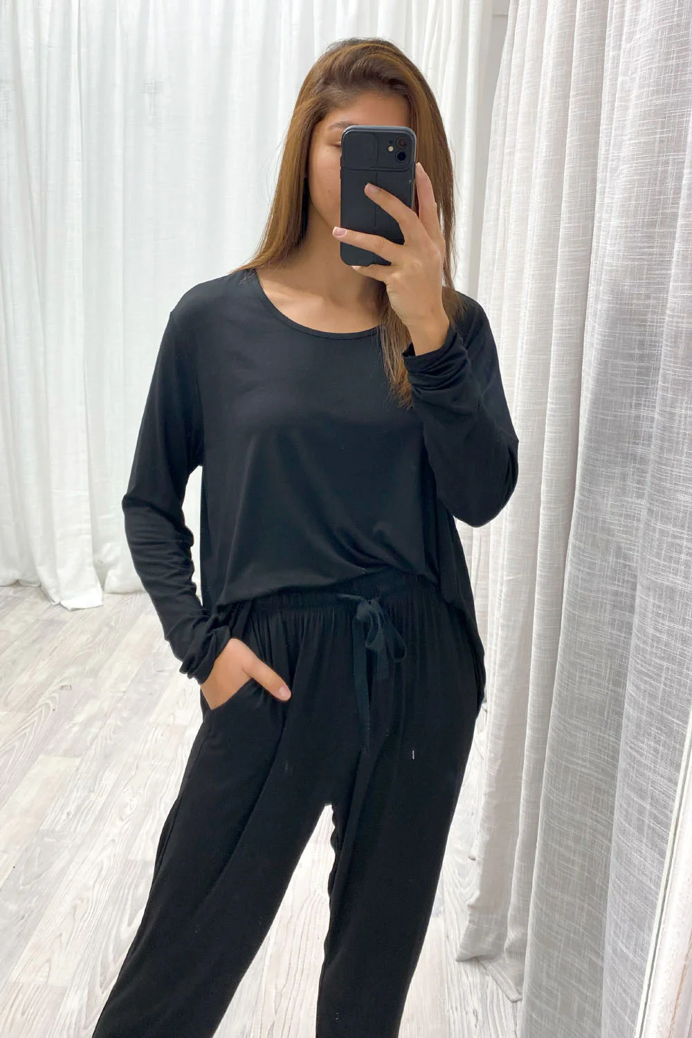 The Comfiest PJs Long Sleeved Tee & Pants Set - Black - Image 8