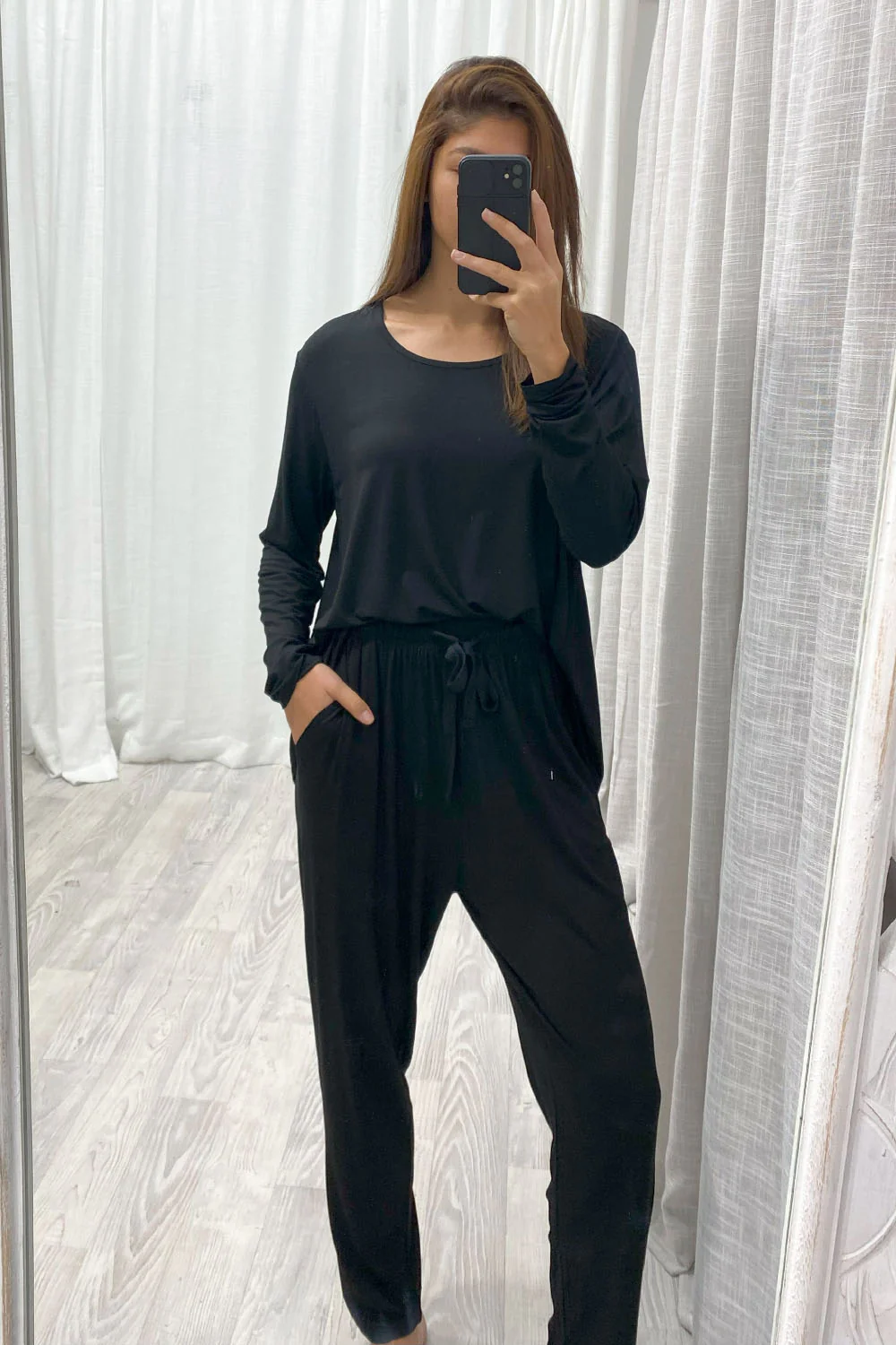The Comfiest PJs Long Sleeved Tee & Pants Set - Black - Image 9