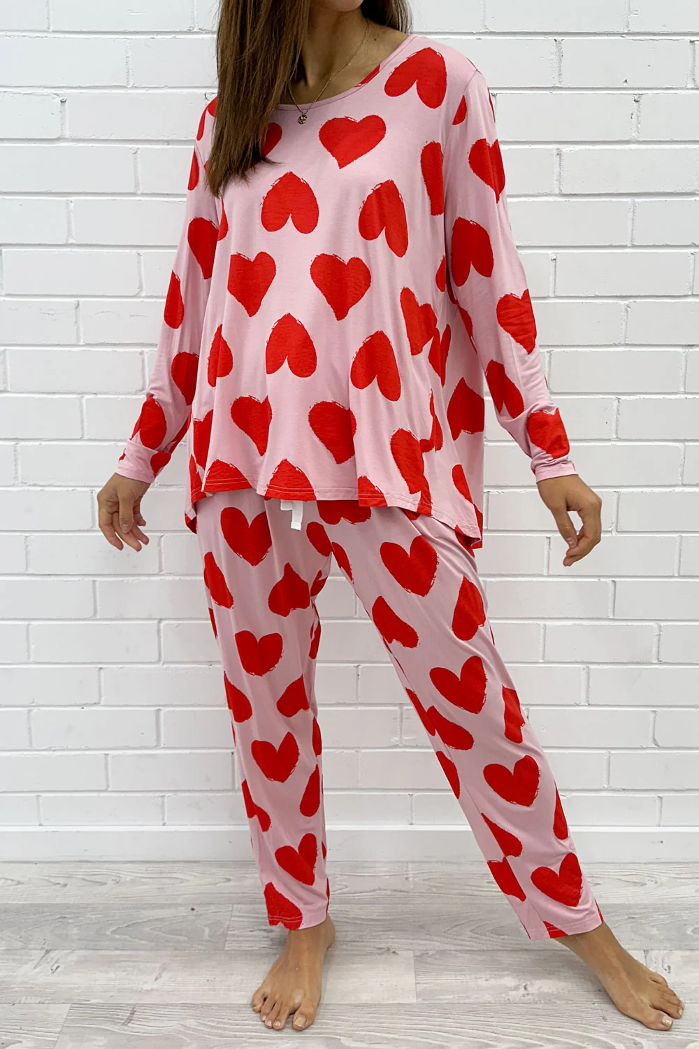 The Comfiest PJs Long Sleeved Tee & Pants Set - Red Hearts - Image 11