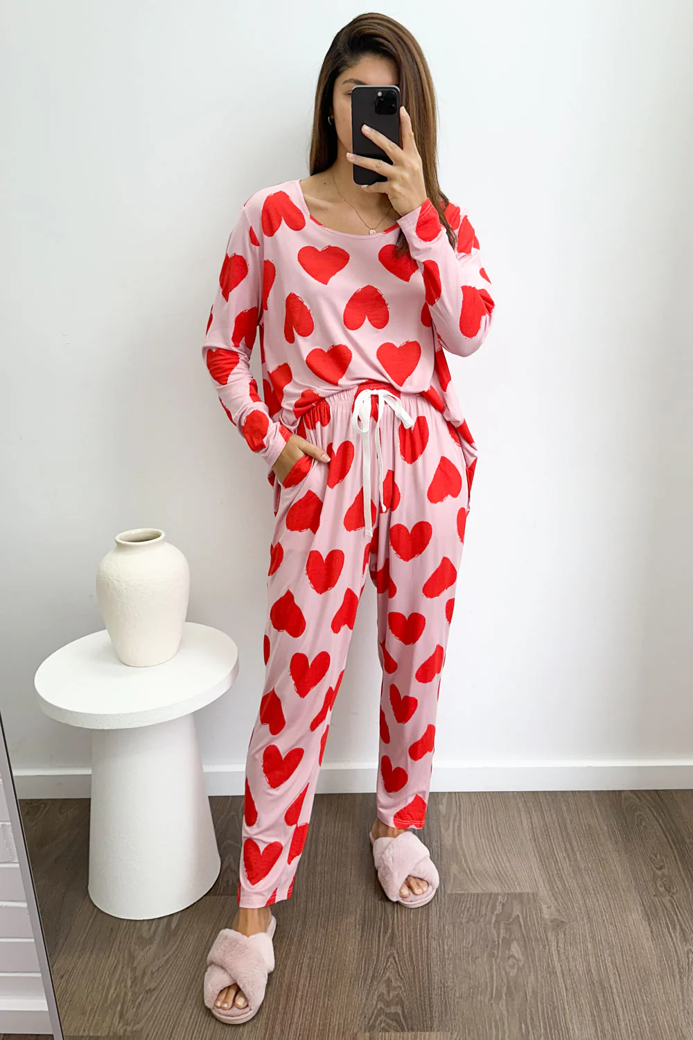 The Comfiest PJs Long Sleeved Tee & Pants Set - Red Hearts - Image 16
