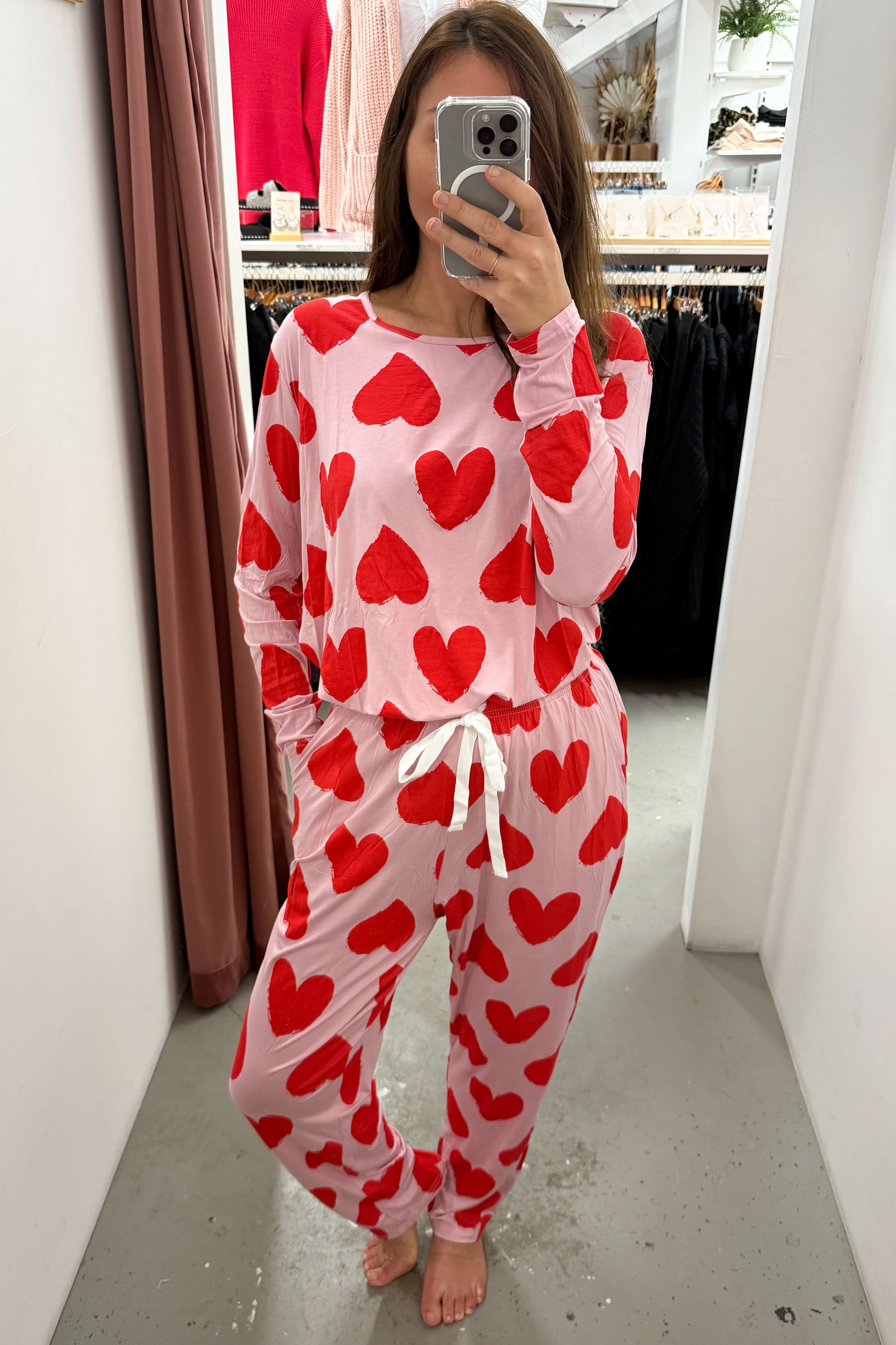 The Comfiest PJs Long Sleeved Tee & Pants Set - Red Hearts - Image 17