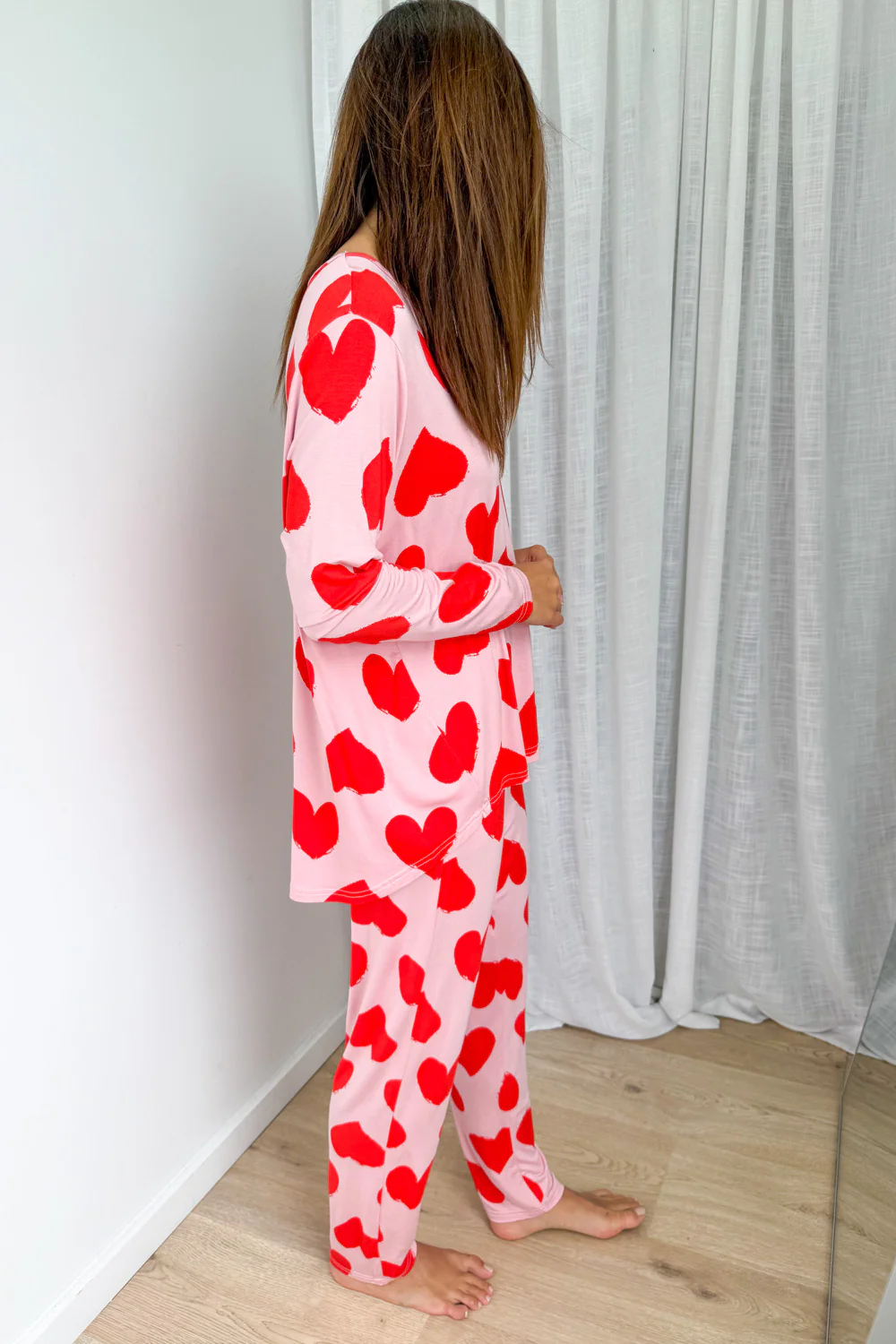 The Comfiest PJs Long Sleeved Tee & Pants Set - Red Hearts - Image 6