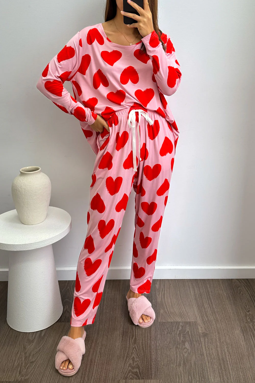 The Comfiest PJs Long Sleeved Tee & Pants Set - Red Hearts - Image 9