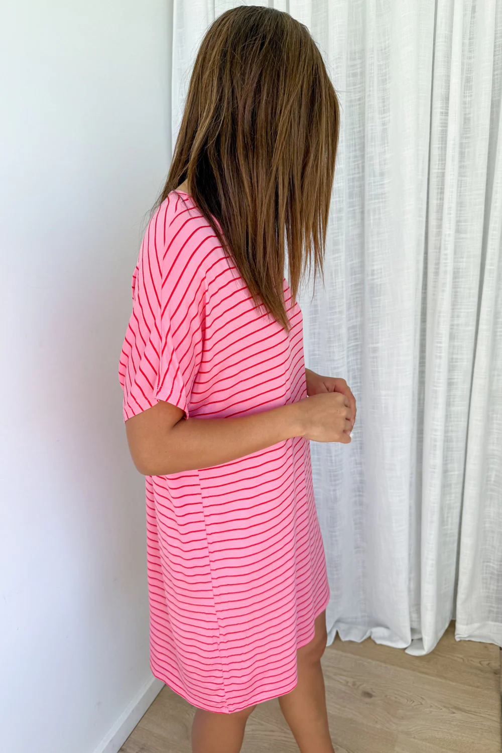 The Comfiest PJs Nightie - Pink Red Stripe - Image 3