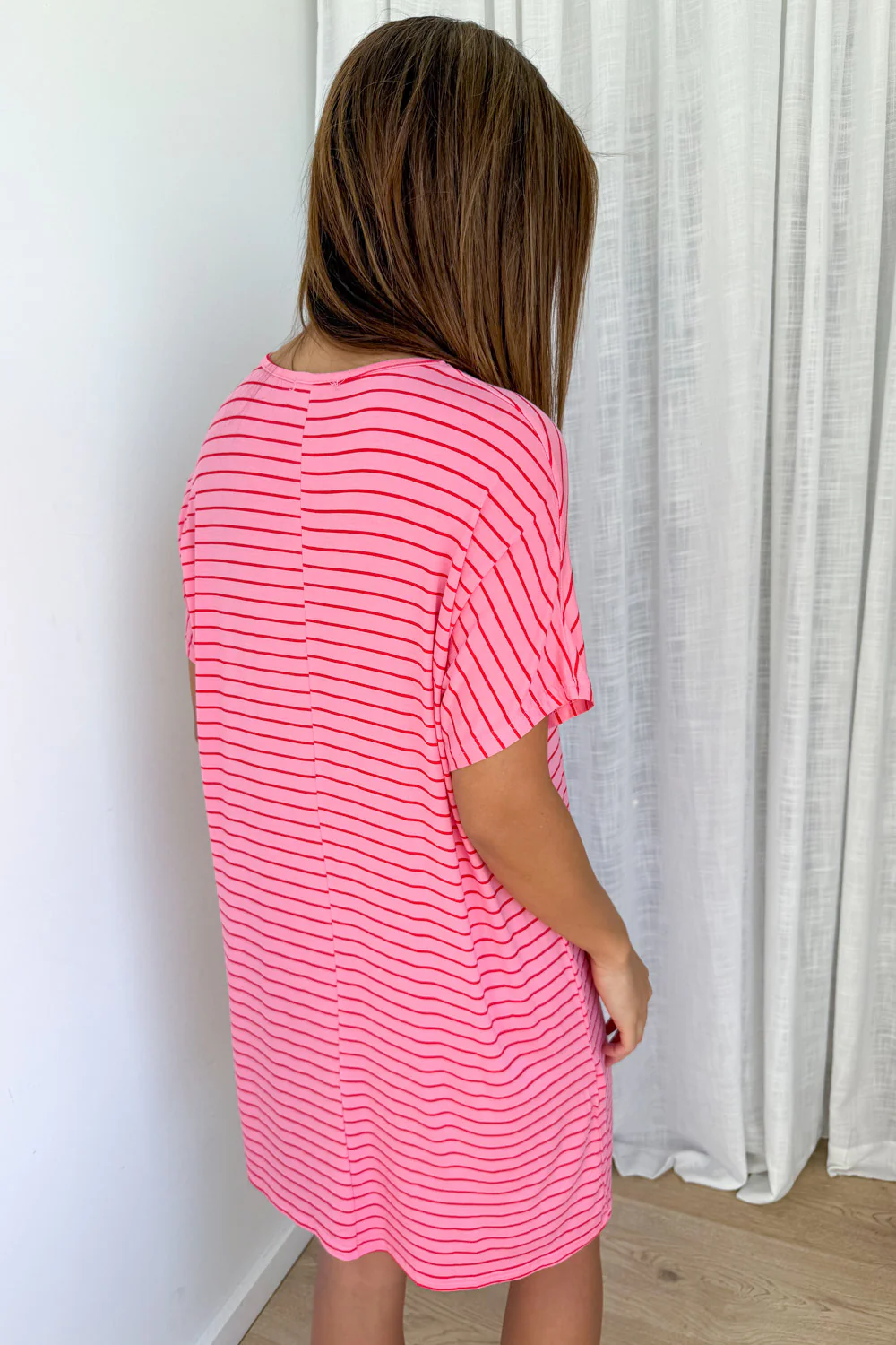 The Comfiest PJs Nightie - Pink Red Stripe - Image 4