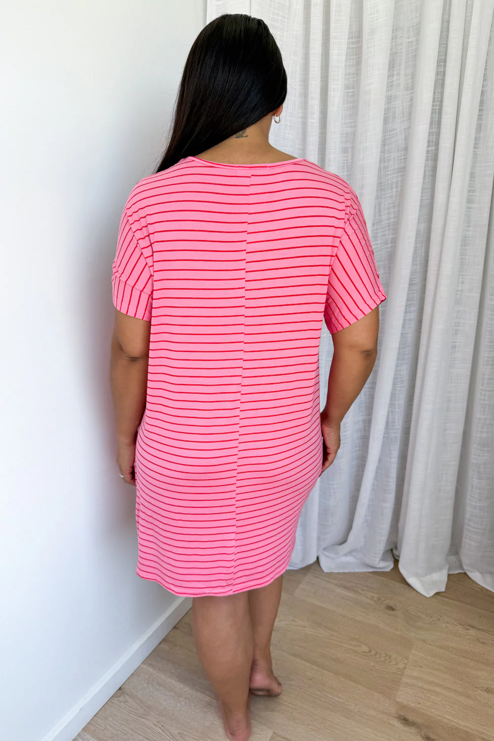 The Comfiest PJs Nightie - Pink Red Stripe - Image 8