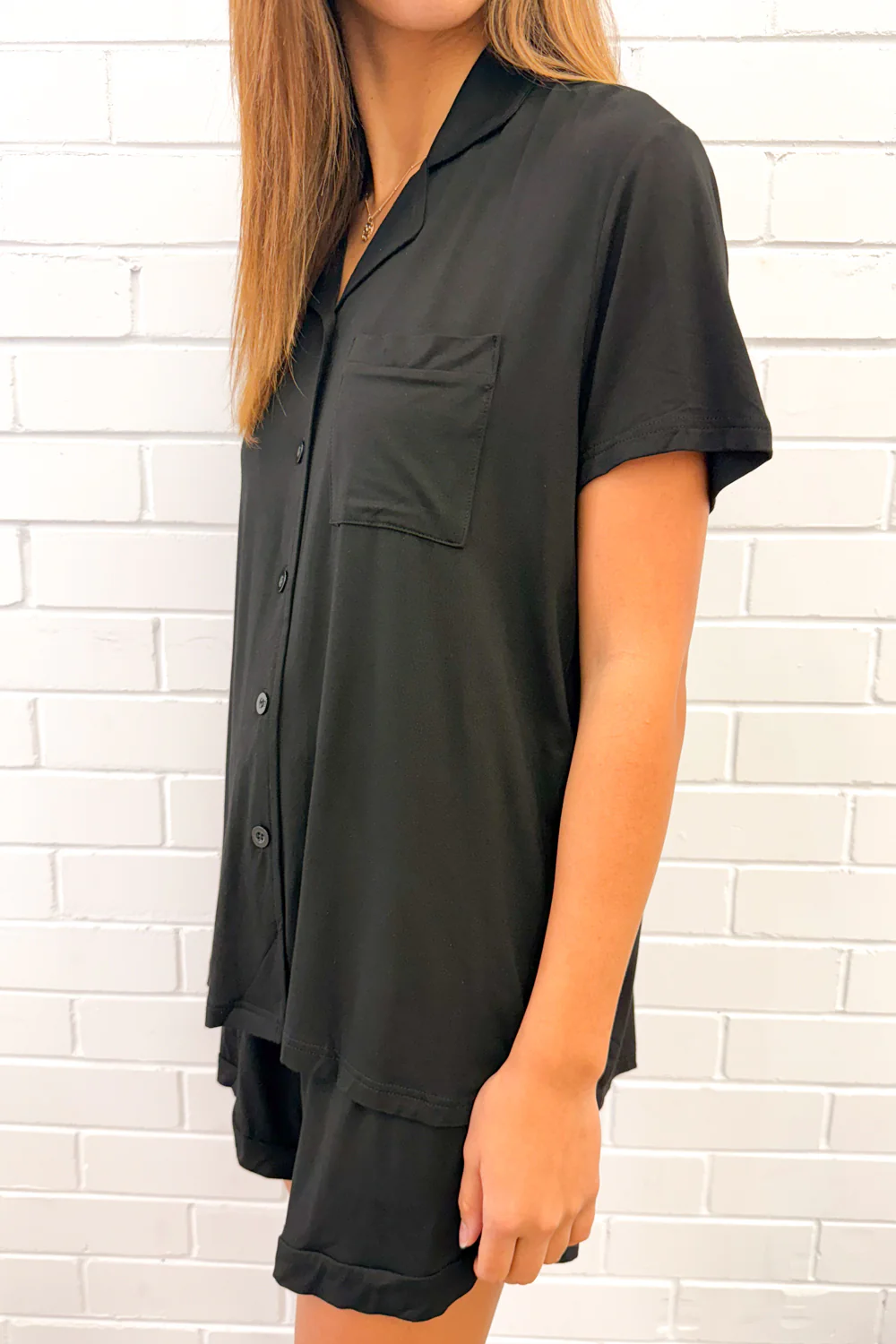 The Comfiest PJs Shirt & Short Set - Black - Image 3